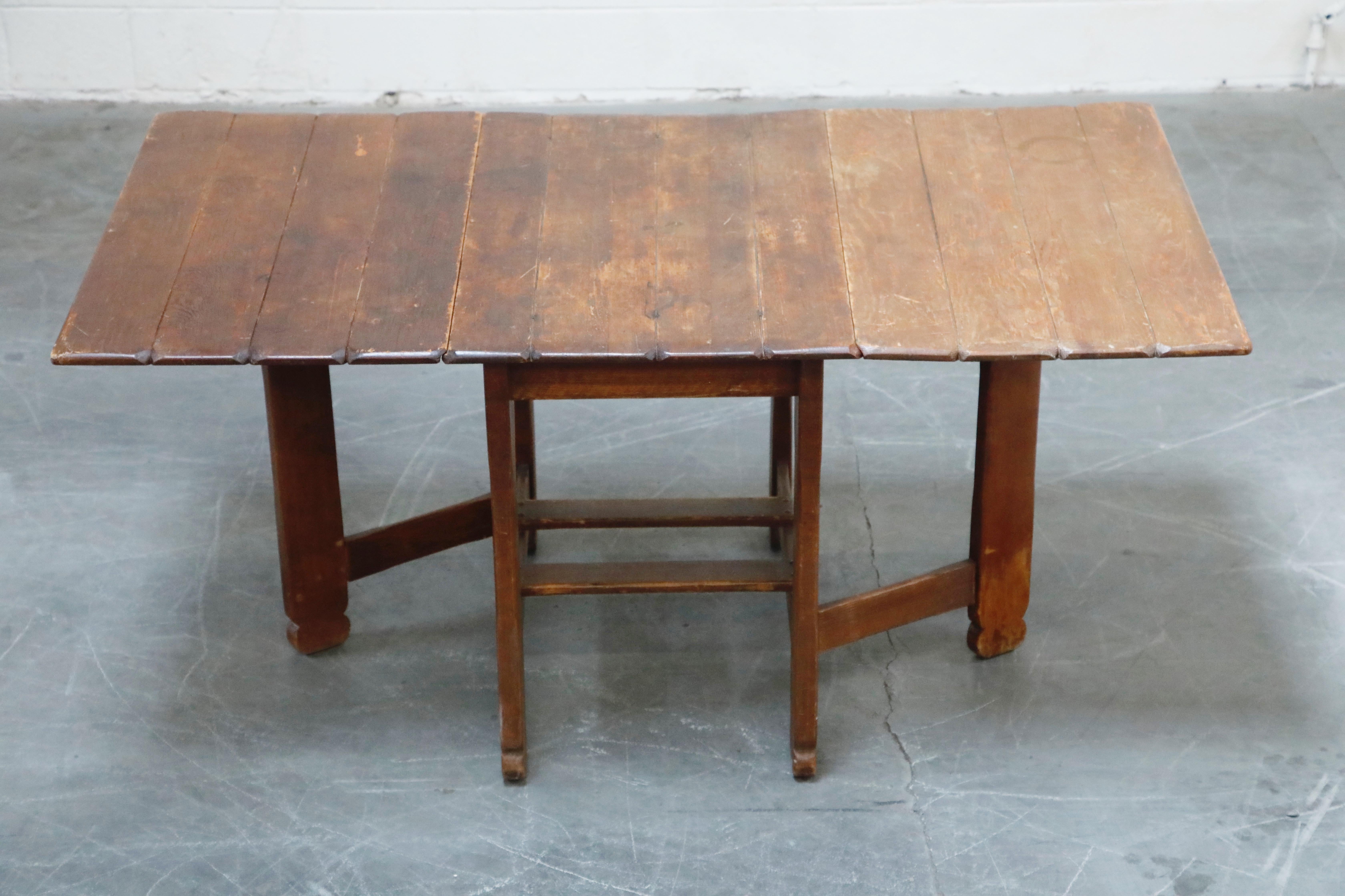 Mid-20th Century 1930s Old Hickory Branded Drop-Leaf Farm Table or Kitchen Island, Signed