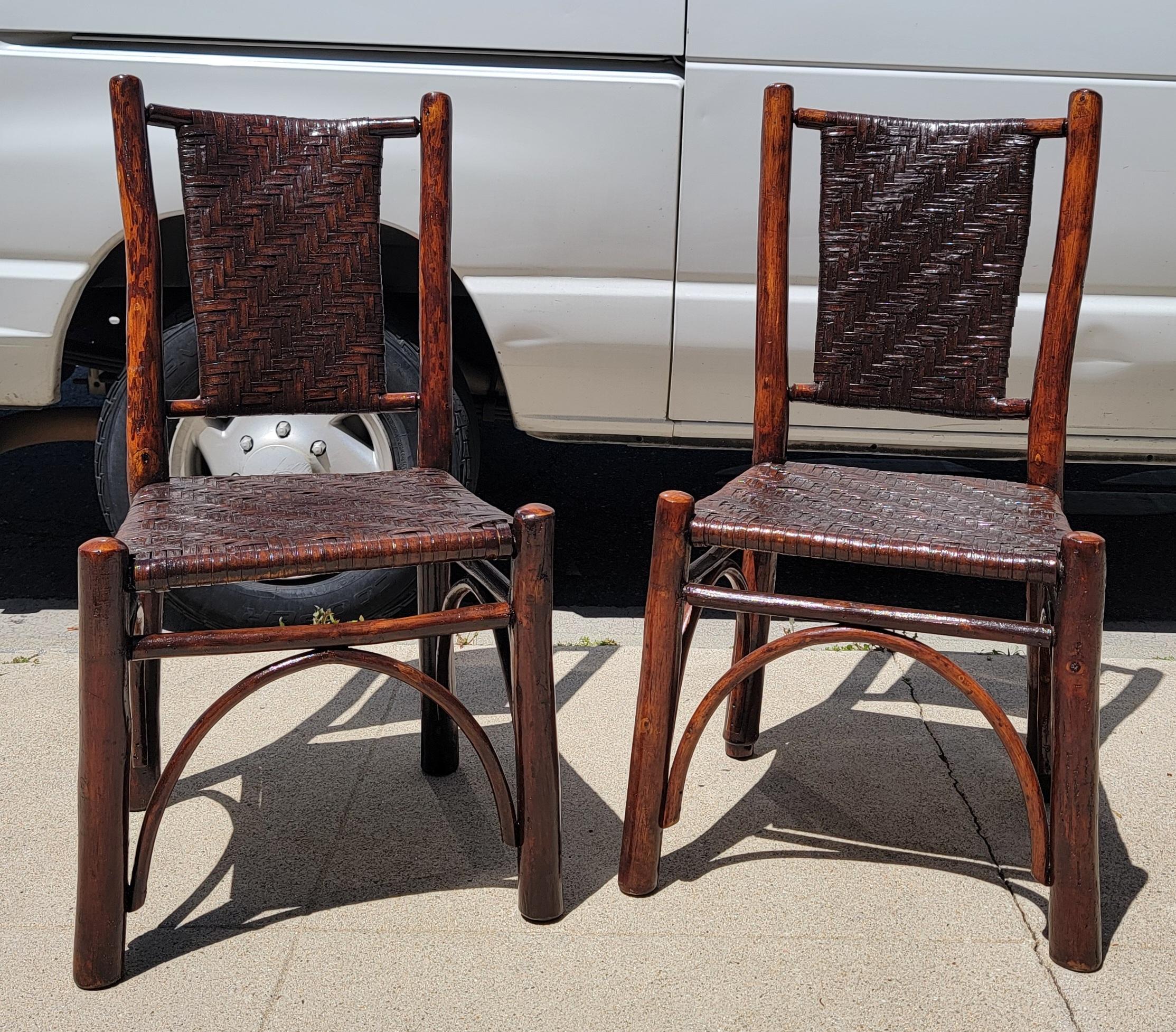 Adirondack 1930s old Hickory Chairs with Rattan backing and Seating
