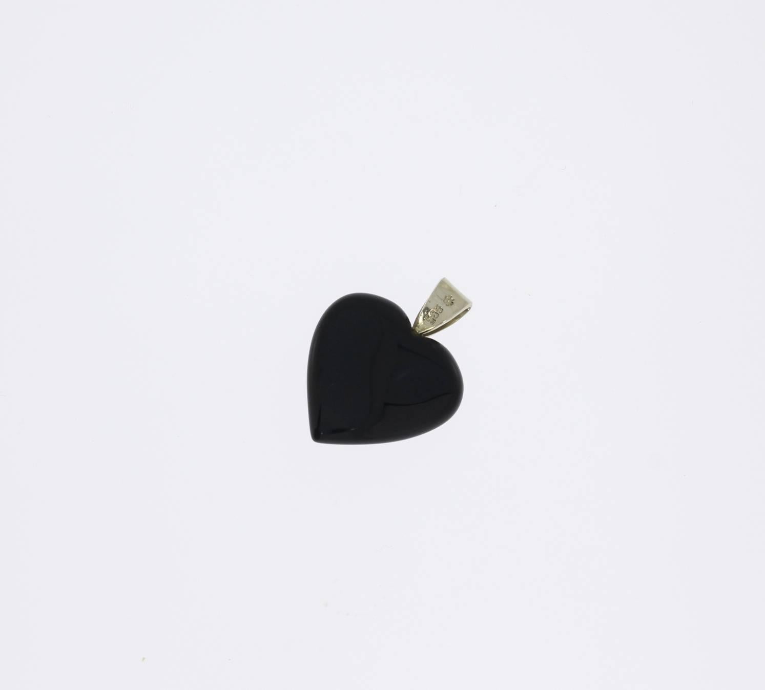 black onyx heart necklace with diamonds