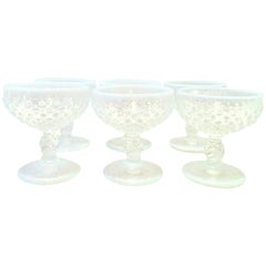 Vintage 1930s Opalescent Hob Nail Coupe Drink Glasses, Set of 6
