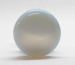 1930s Opalescent White Glass Fixed Door Knob Set with Brass Rosettes