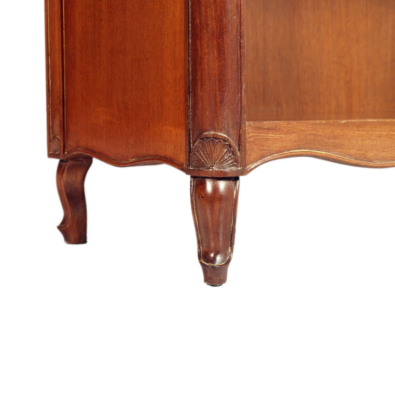 Neoclassical Revival 1930s Open Bookcase in Neoclassical Carved Mahogany, by Bassano's Ebanistery For Sale