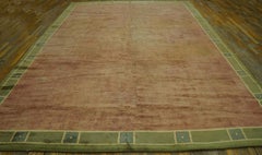 1930s Open Pink-Rose Austrian Art Noveau Vienna Werkstätte Rug 9'4"x13'6" Carpet