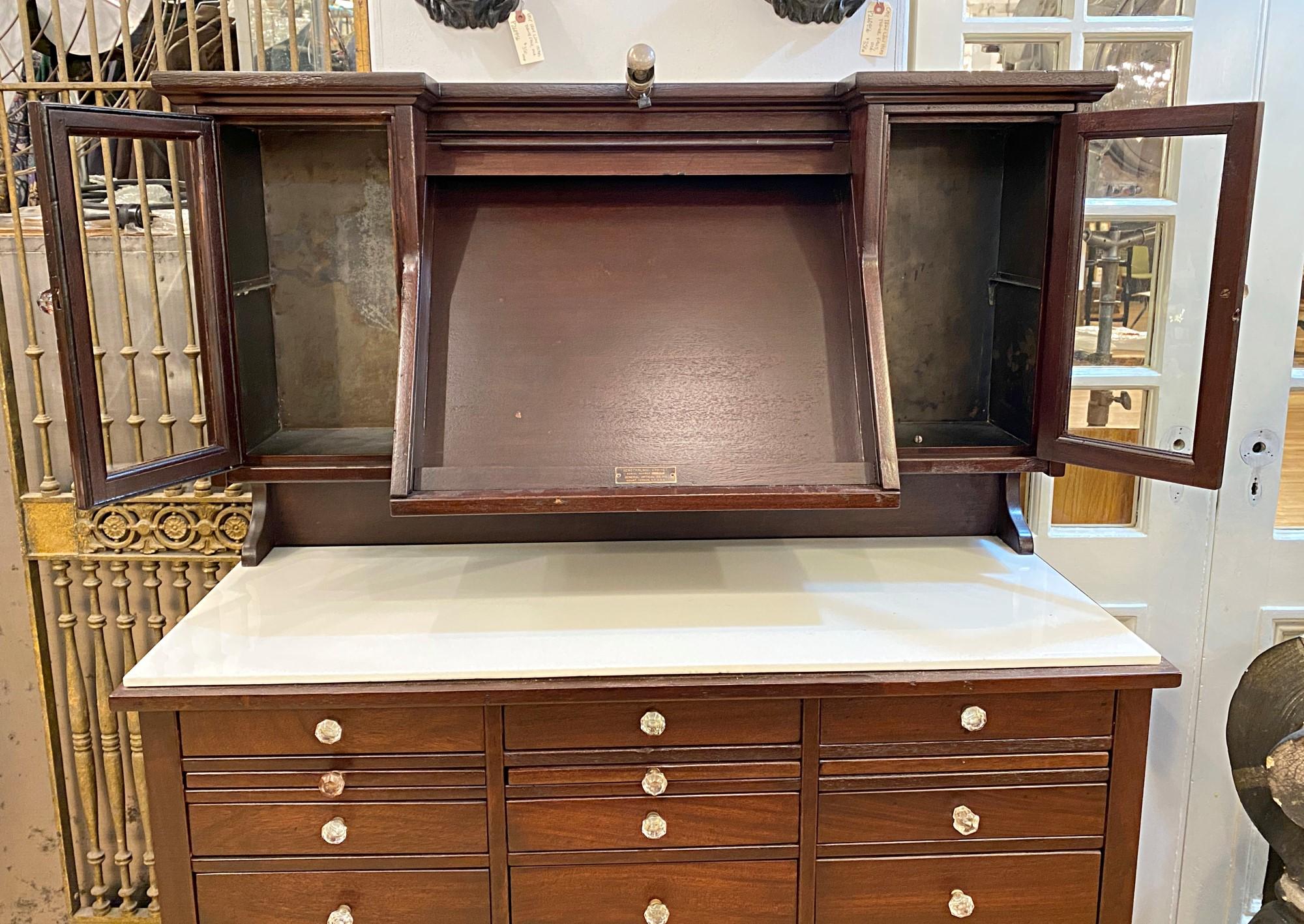 Mid-20th Century 1930s Ophthalmic & Genothalmic Medical Cabinet Lots of Drawers and Cubbyholes