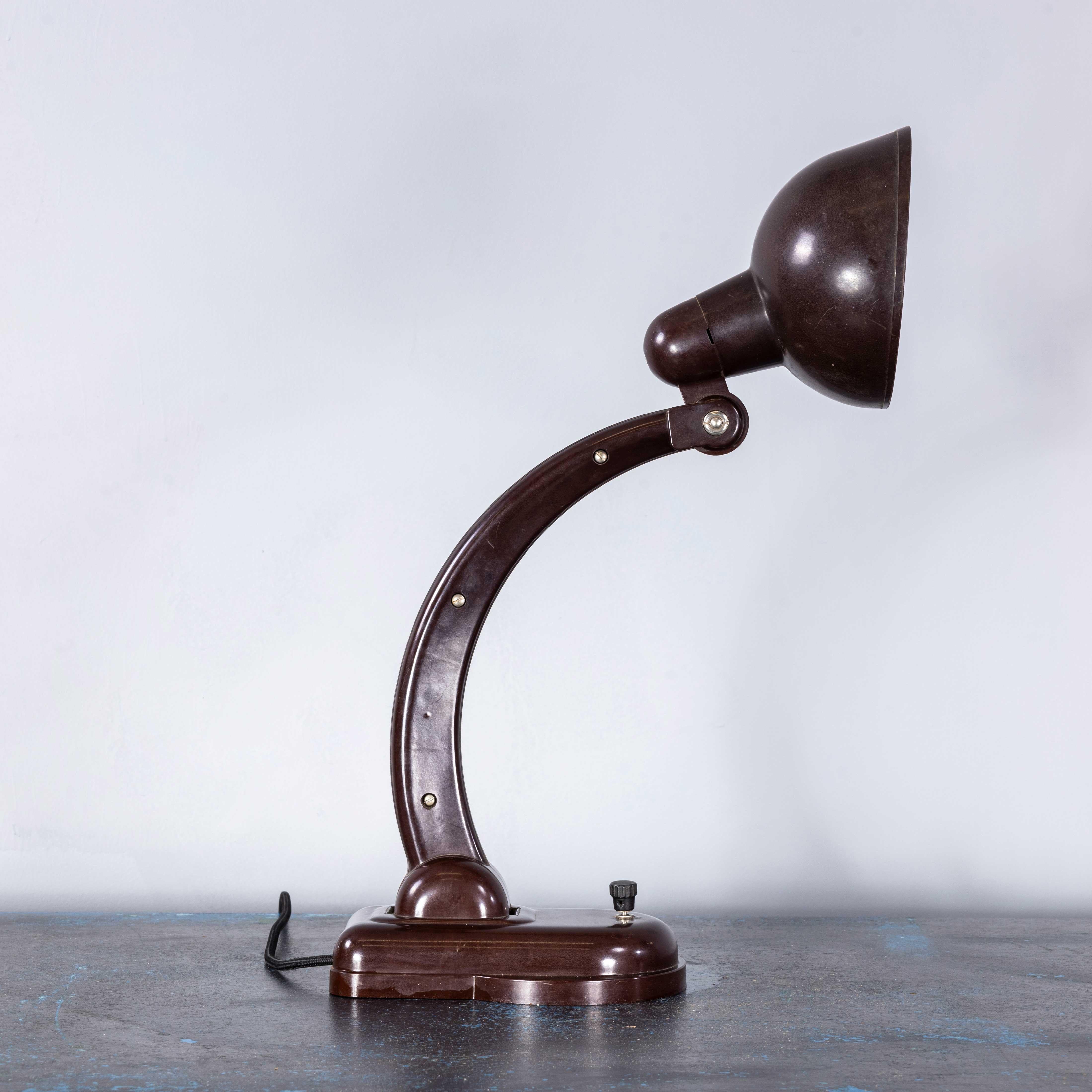 Mid-20th Century 1930's Original Adjustable German Bakelite Desk Lamp For Sale