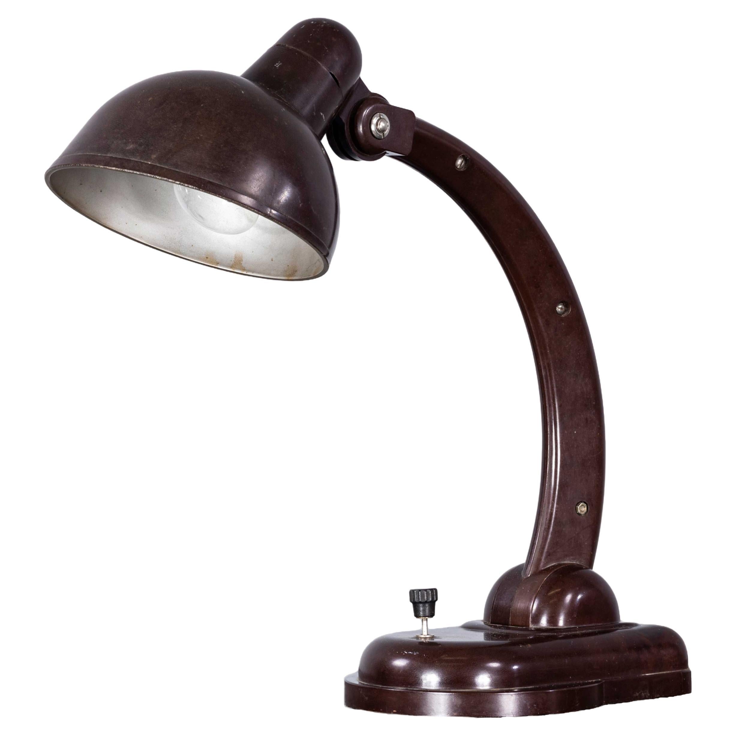 Lampe de bureau en bakélite allemande réglable d'origine des années 1930