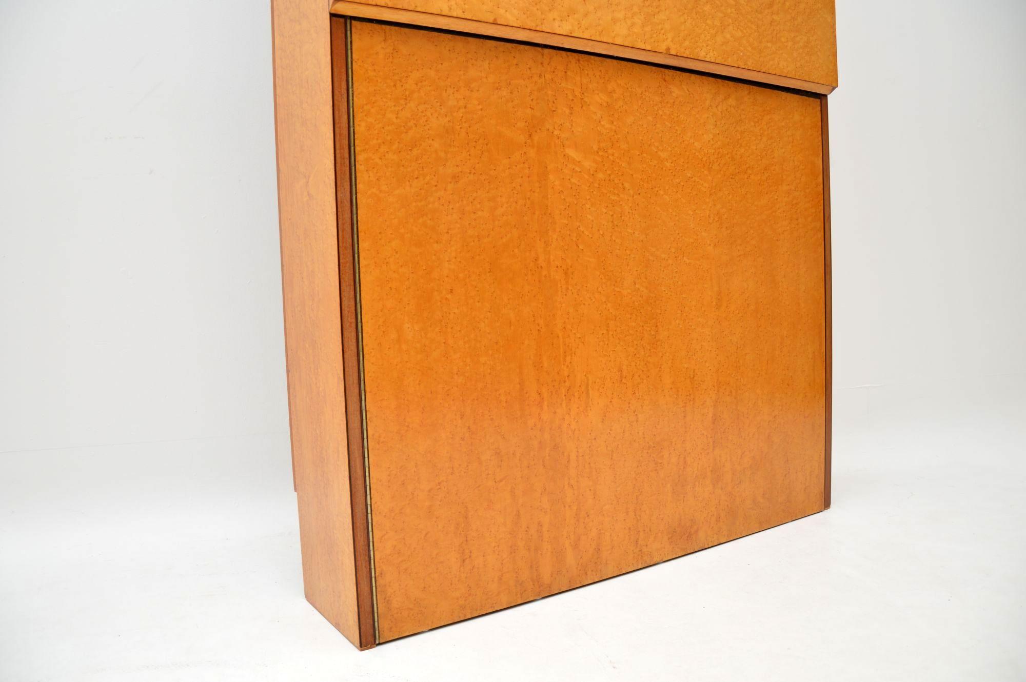 Mirror 1930s Original Art Deco Burr Maple Drinks Cabinet / Bar
