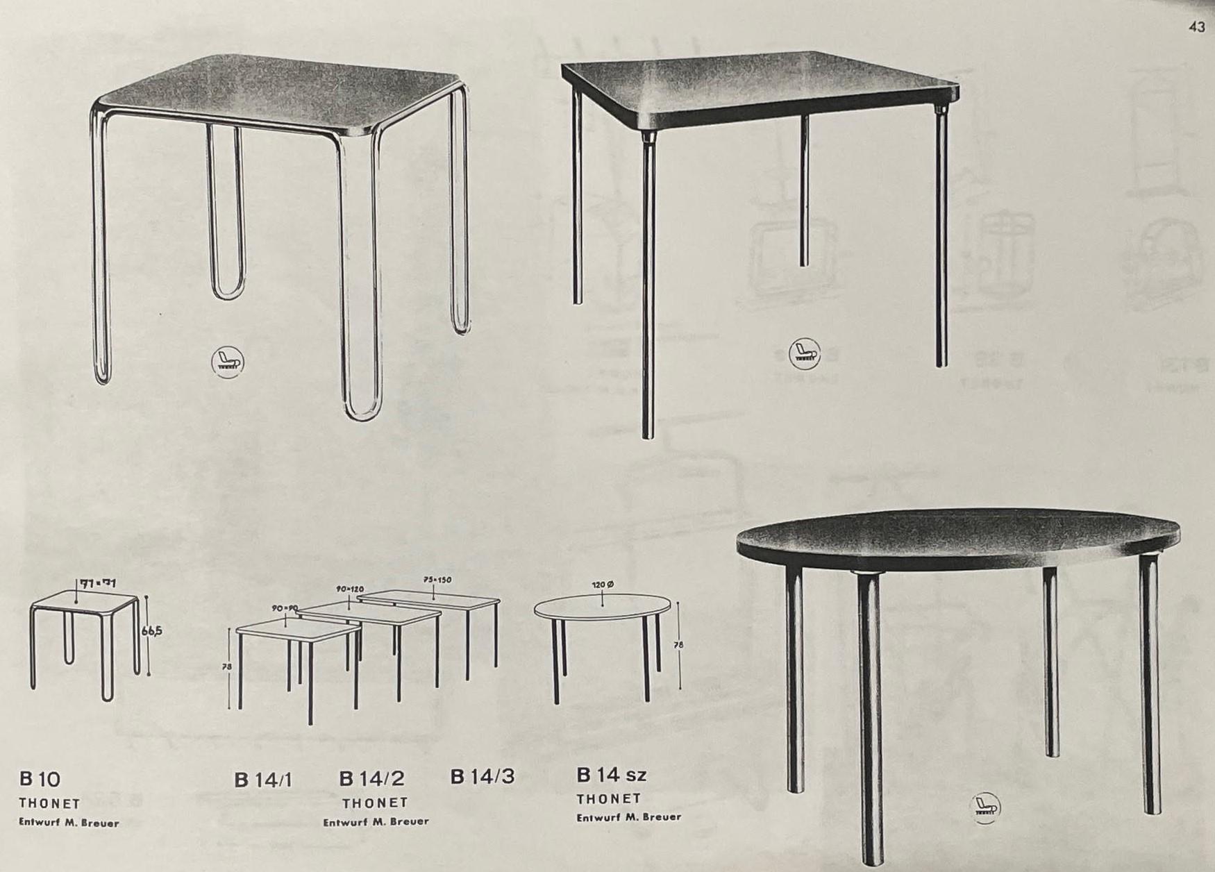 20ième siècle Table Bauhaus originale des années 1930 par  Marcel Breuer  Modèle B10 fabriqué par Thonet en vente