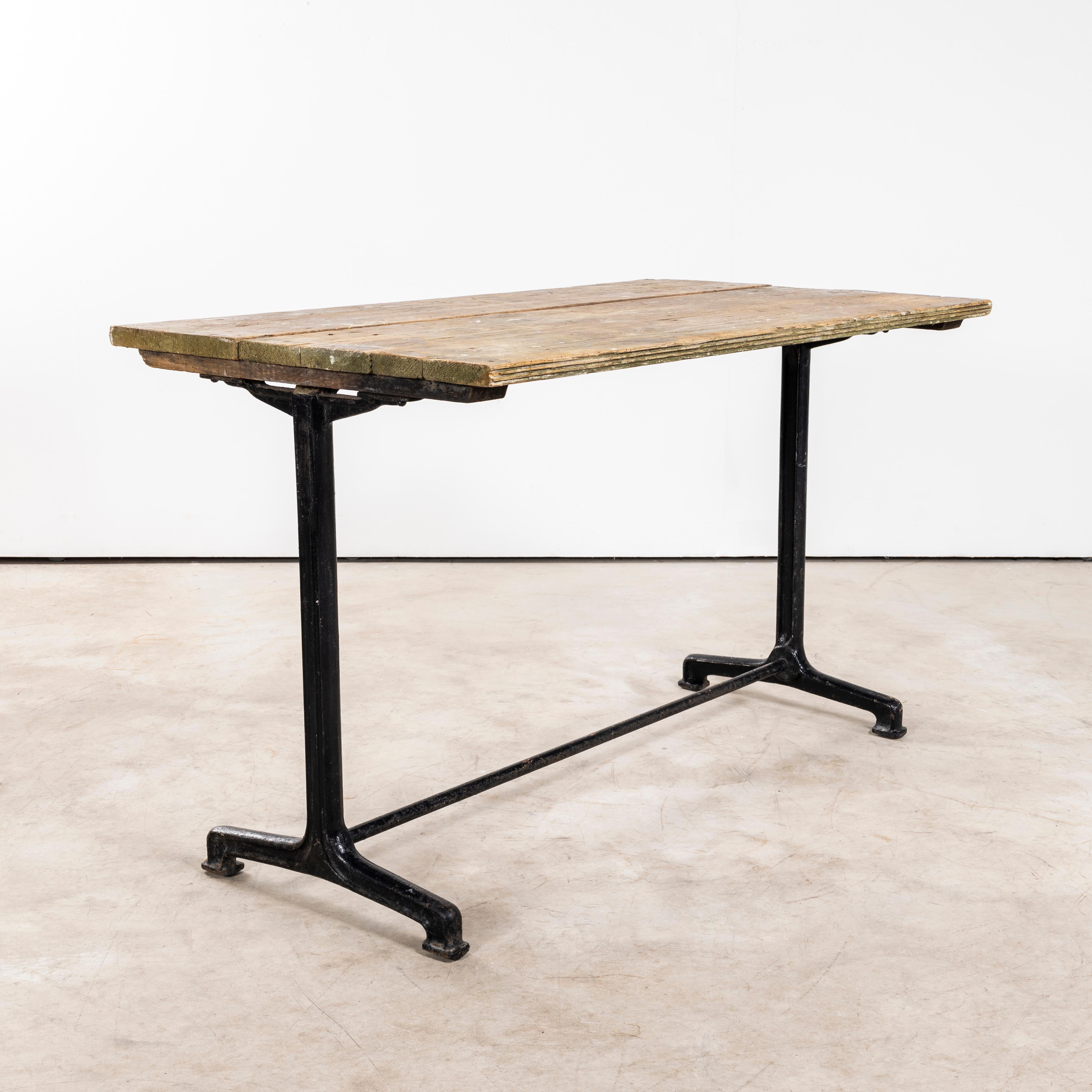 1930's Original Cast Base Fischel Bistro Dining Table. 

Fischel was founded in 1871 by Czech born David Gabriel Fischel, a successful vegetable oil merchant, using the first hand knowledge of his eldest son who had worked in one of Thonets Czech