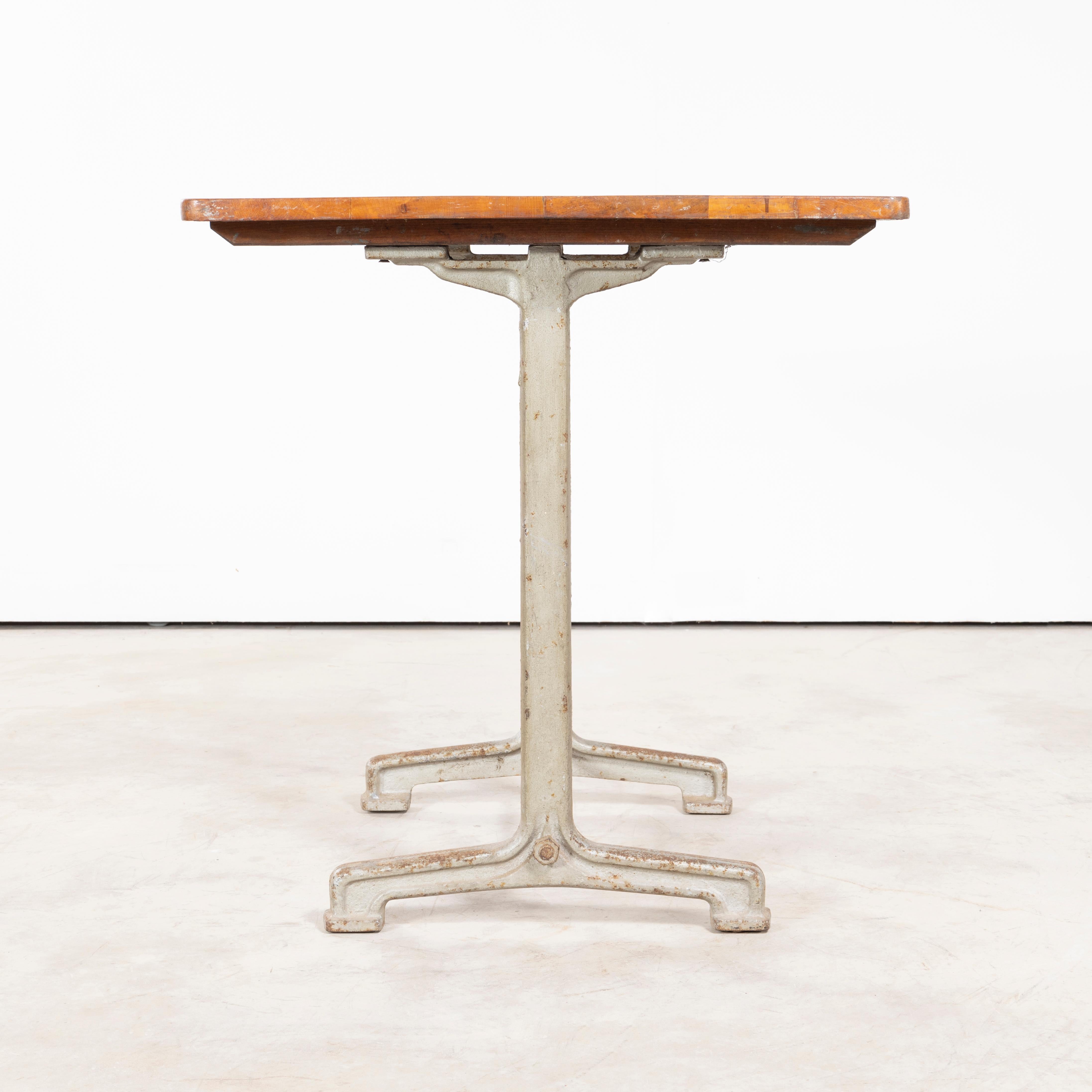 French 1930's Original Cast Base Fischel Bistro Dining Table. For Sale