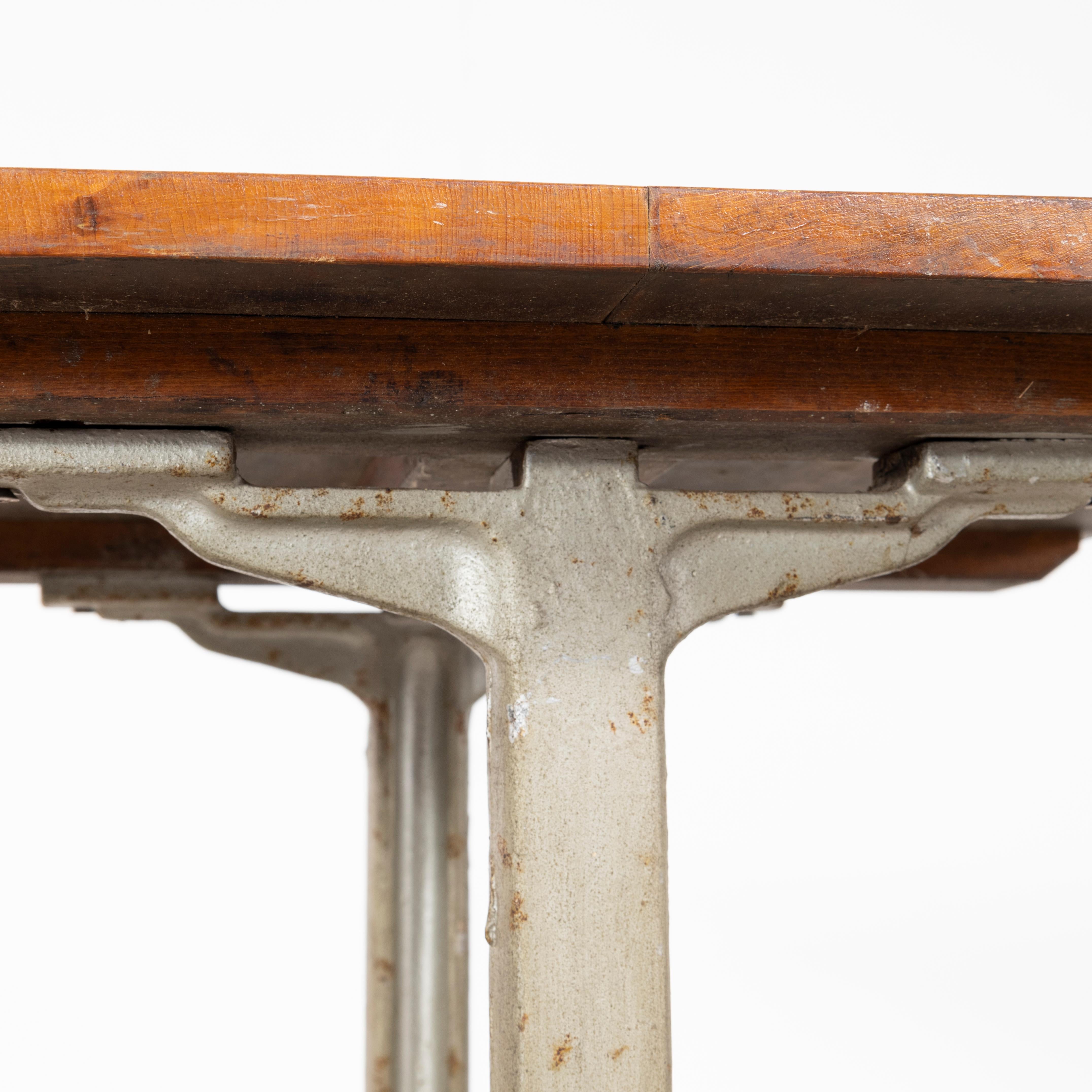 1930's Original Cast Base Fischel Bistro Dining Table. In Good Condition For Sale In Hook, Hampshire