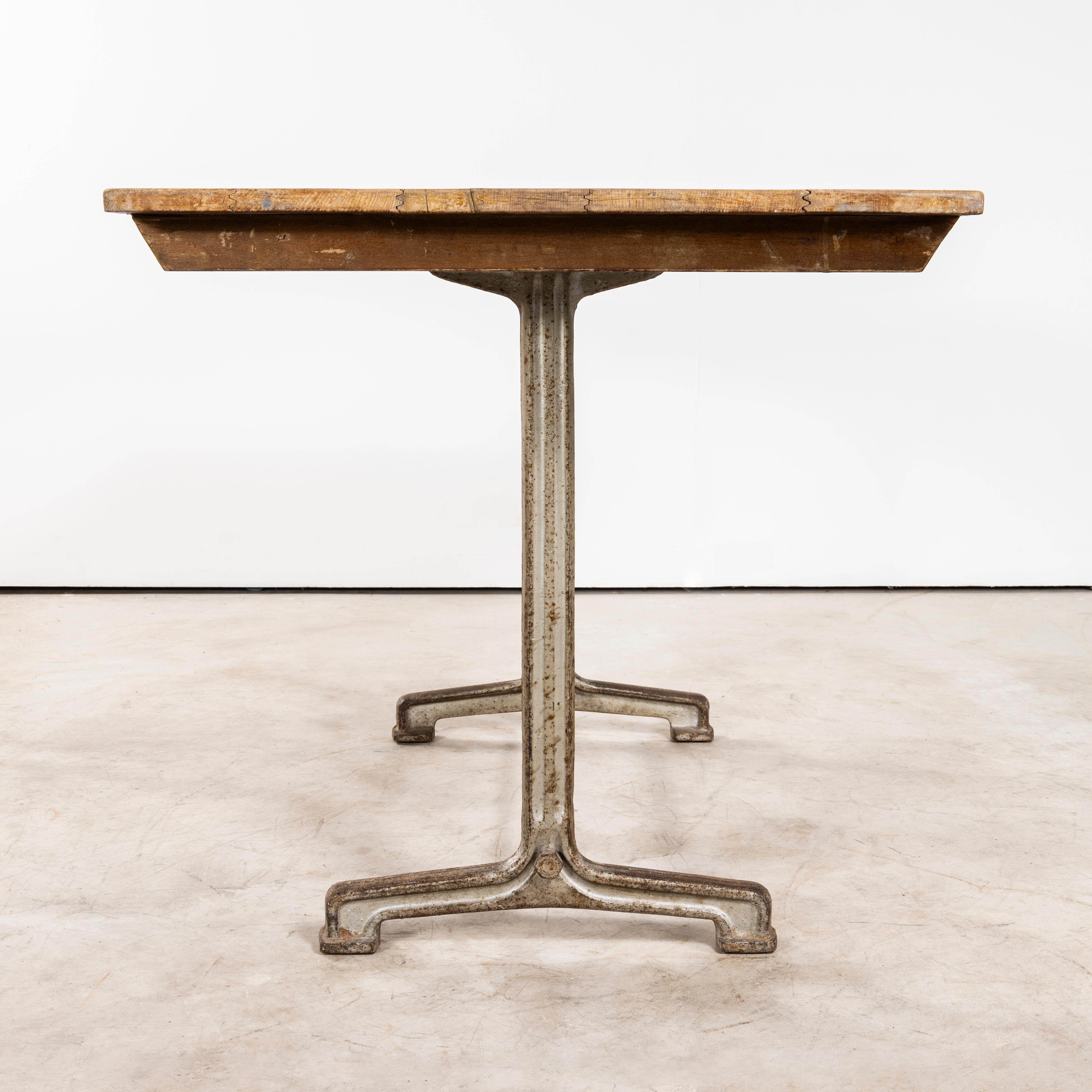 Metal 1930's Original Cast Base Fischel Bistro Dining Table For Sale