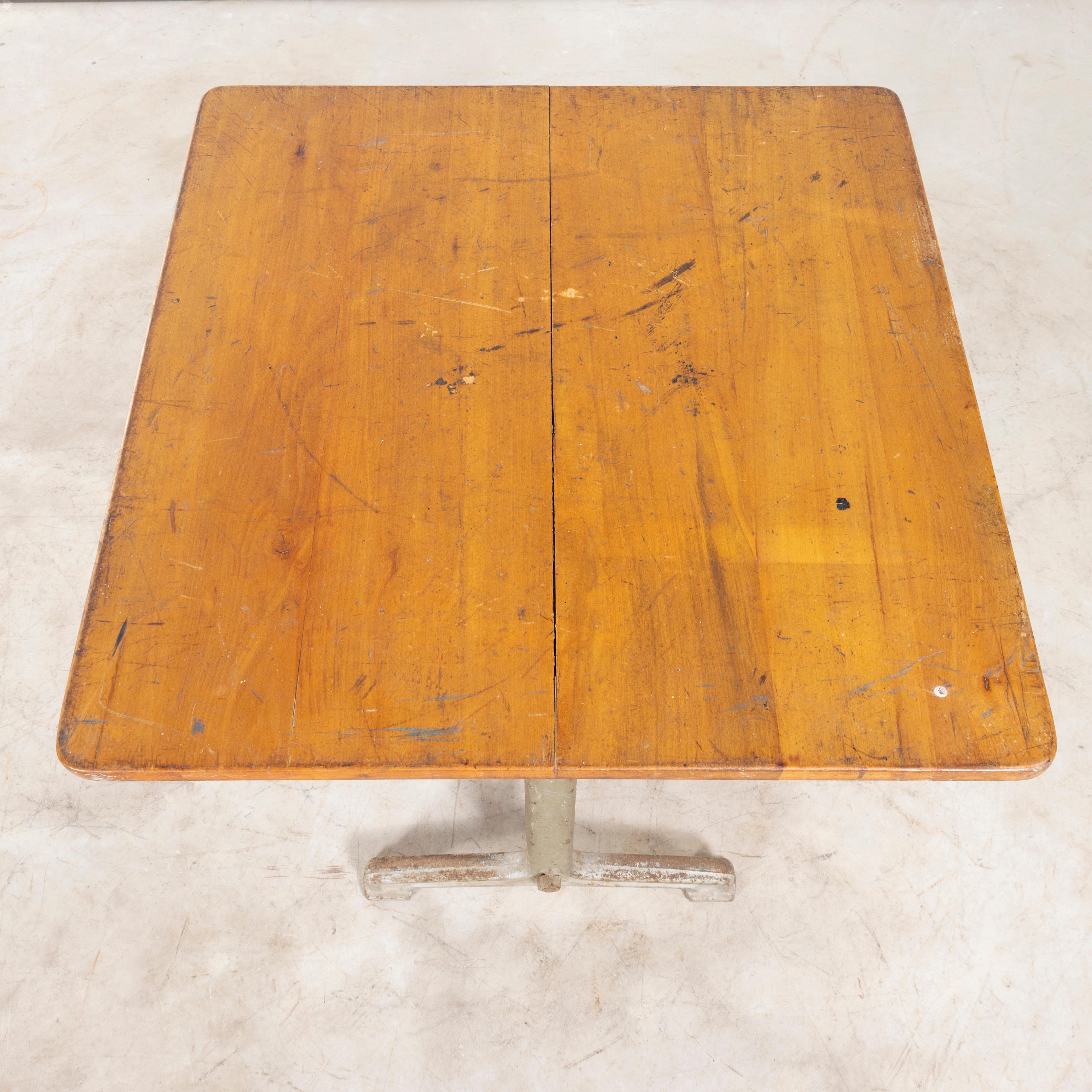 Metal 1930's Original Cast Base Fischel Bistro Dining Table. For Sale