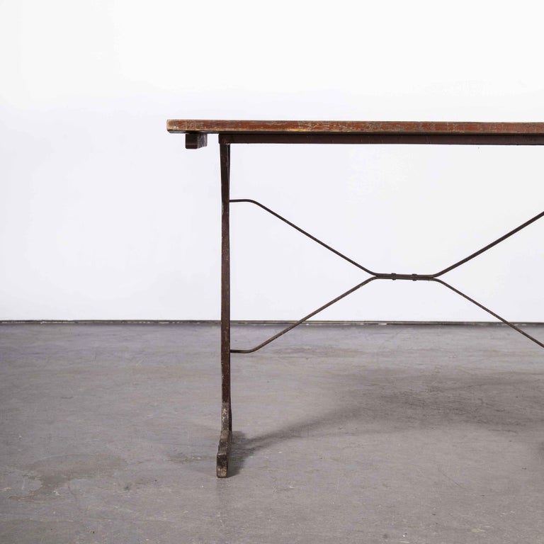 1930's Original Cast Base French Metal Dining Table For Sale at 1stDibs