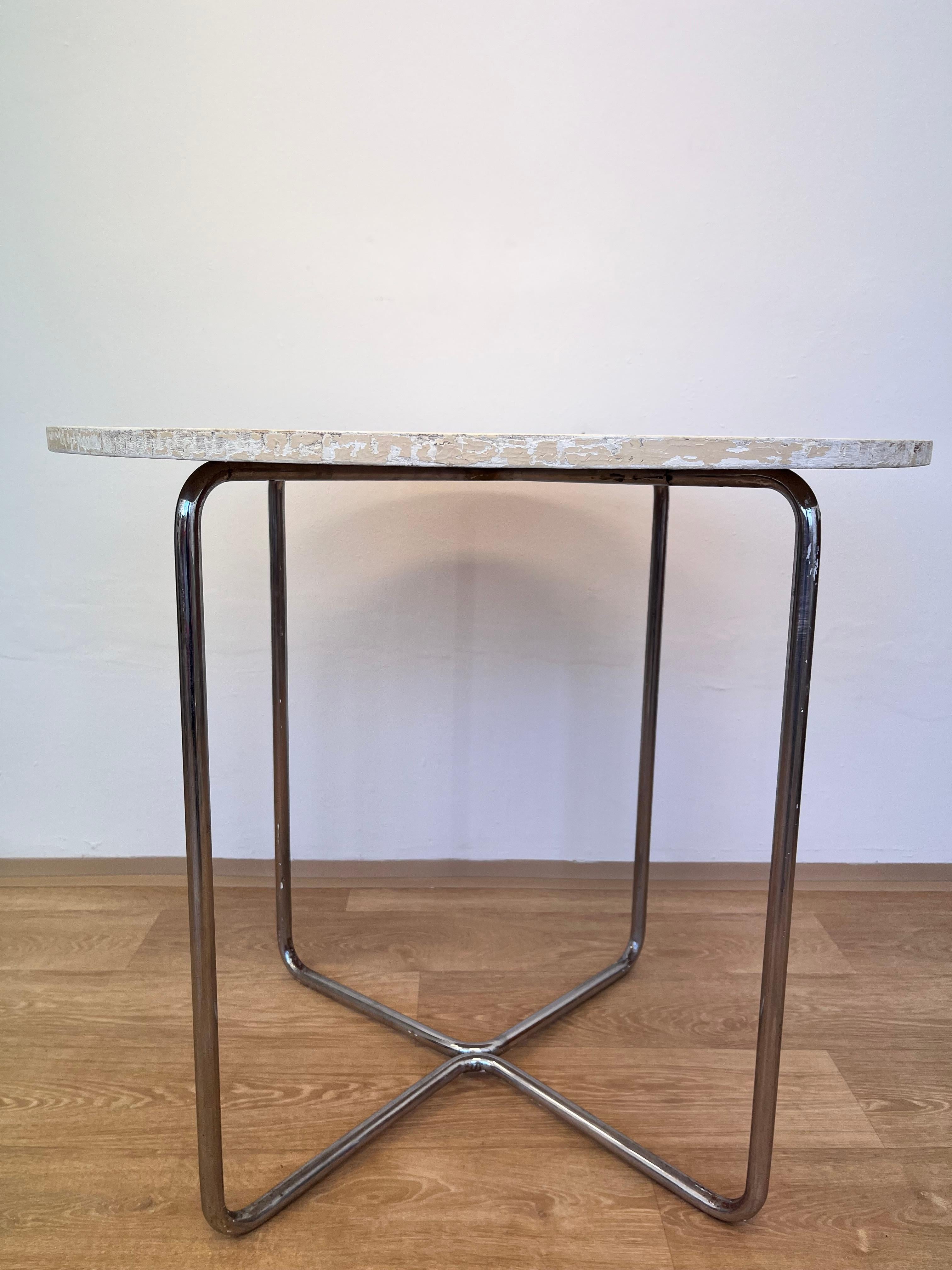 Mid-20th Century 1930s Original chrome Bauhaus Tubular steel Table by Robert Slezak For Sale