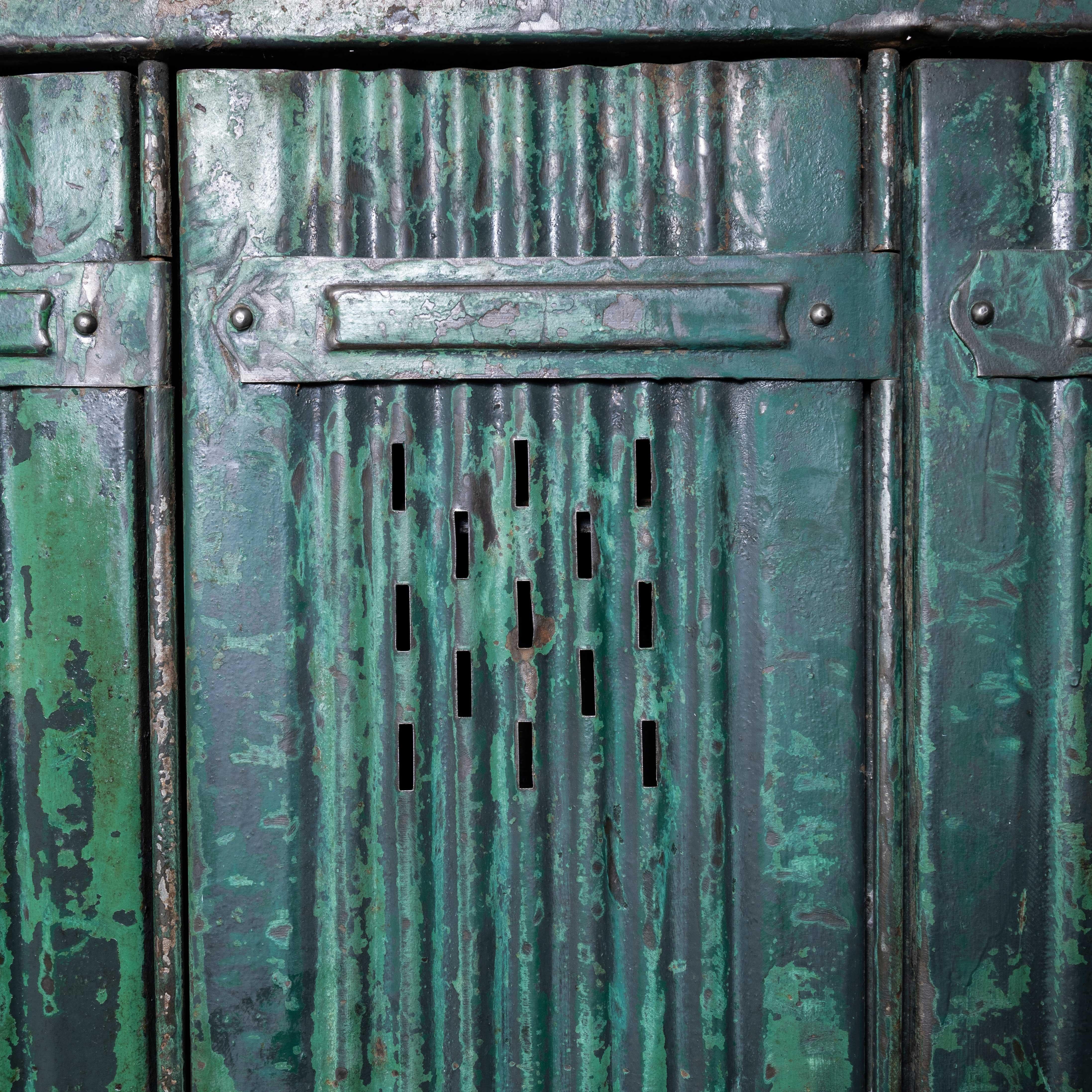 1930s Original Forge De Strasbourg, Strafor, Green Five Door Locker For Sale 6