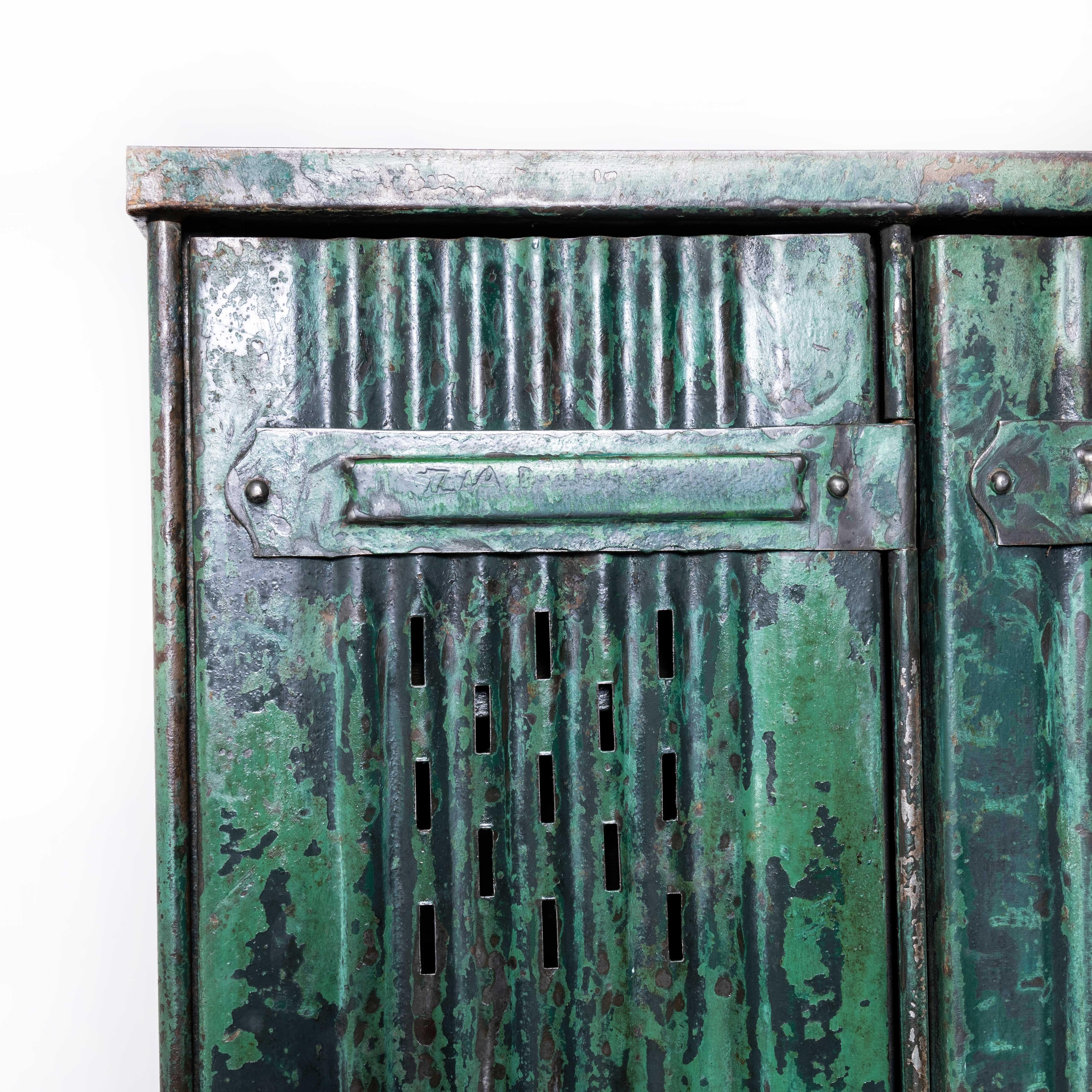 1930s Original Forge De Strasbourg, Strafor, Green Five Door Locker For Sale 7