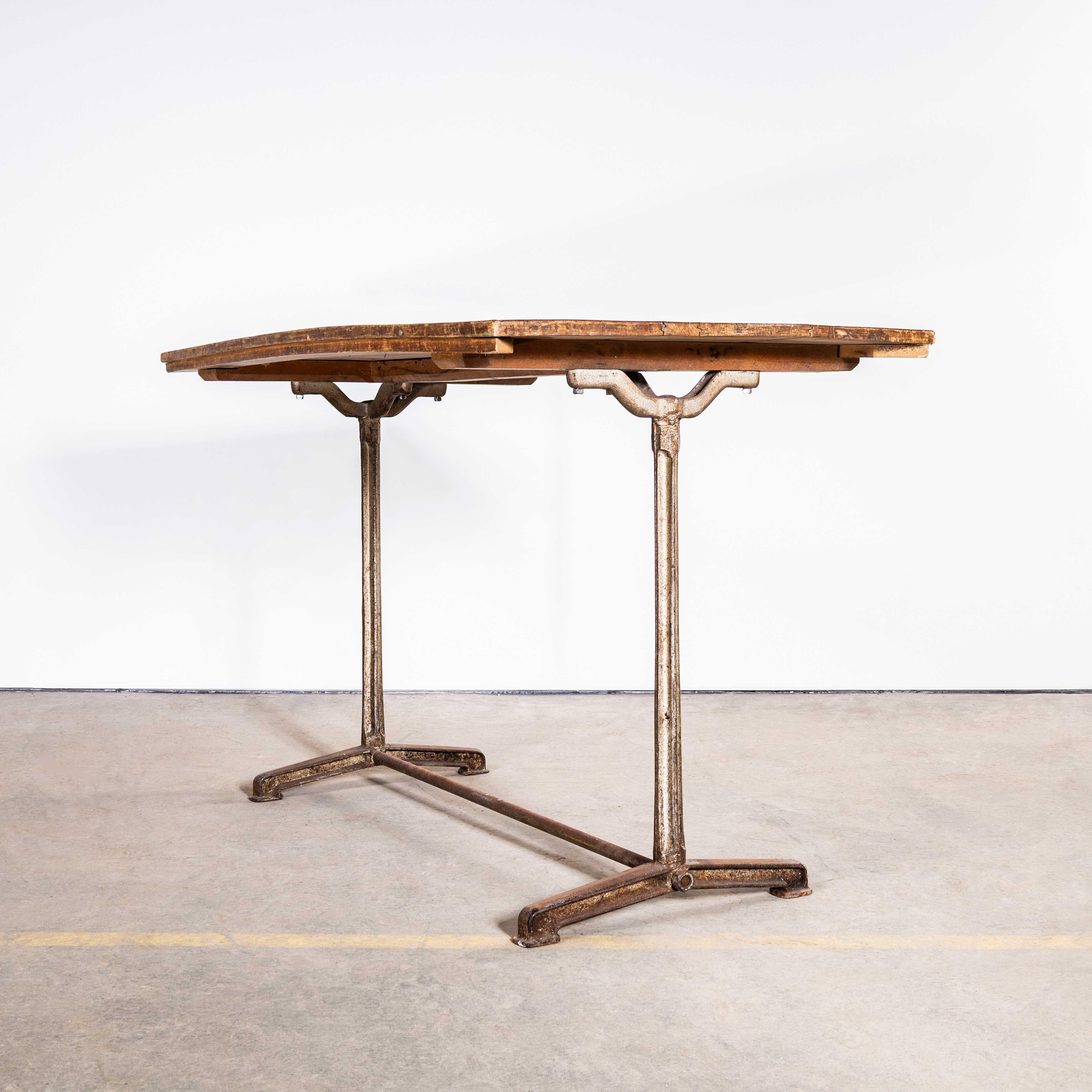 1930’s Original French Cast Base Café Dining Table (3610). 

Fischel was founded in 1871 by Czech born David Gabriel Fischel, a successful vegetable oil merchant, using the first hand knowledge of his eldest son who had worked in one of Thonets
