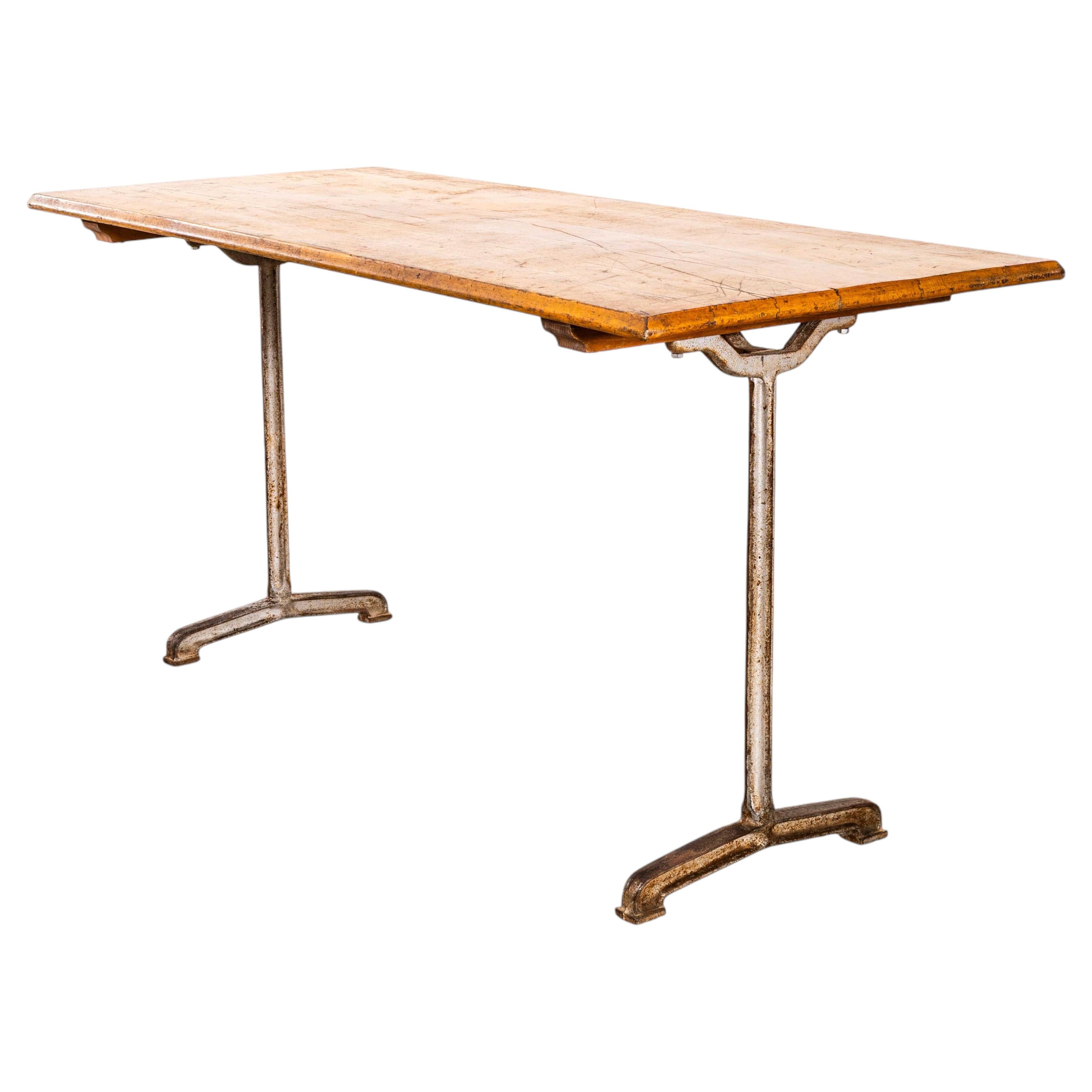1930’s Original French Cast Base Café Dining Table For Sale