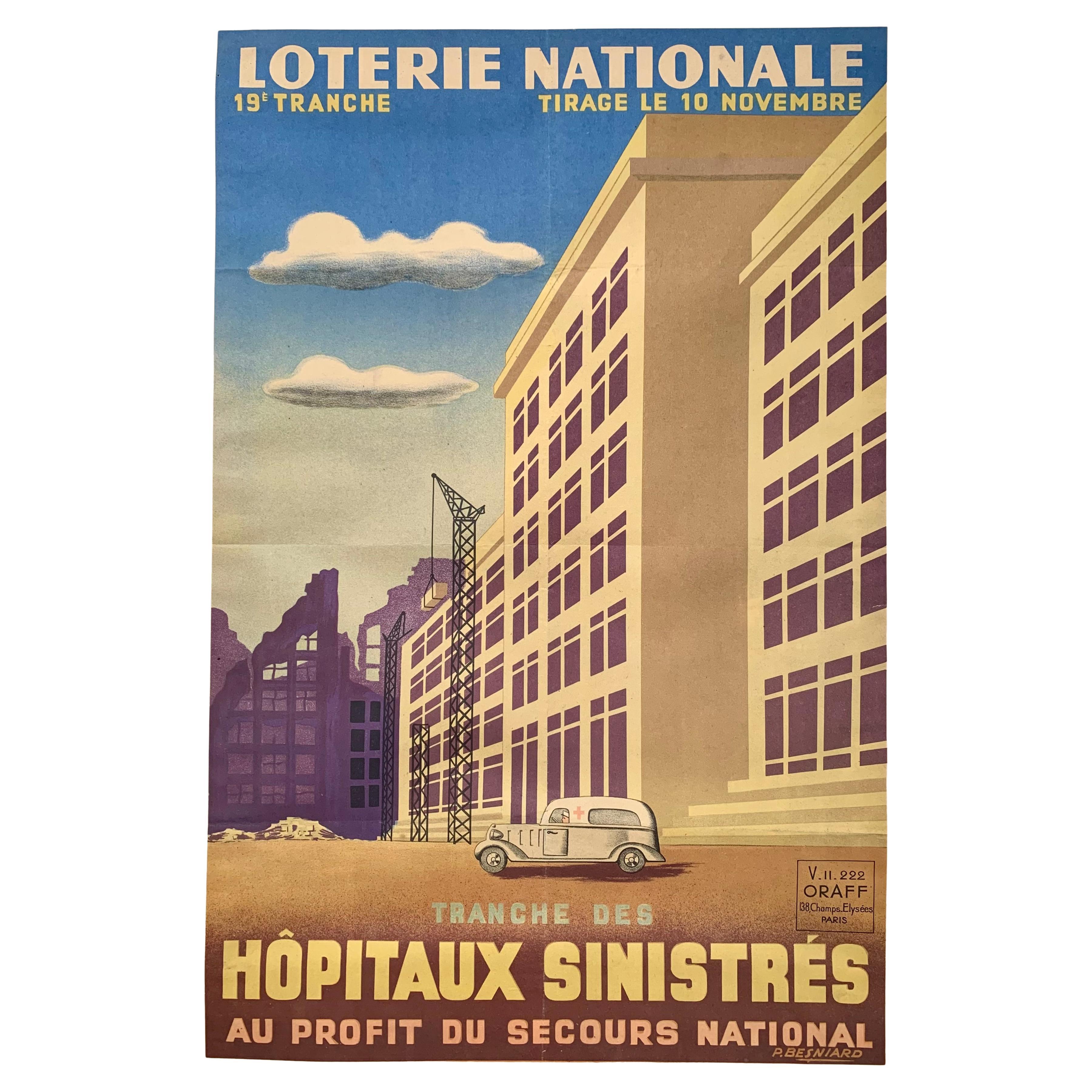 1930s Original French Loterie Nationale Lithograpic Poster