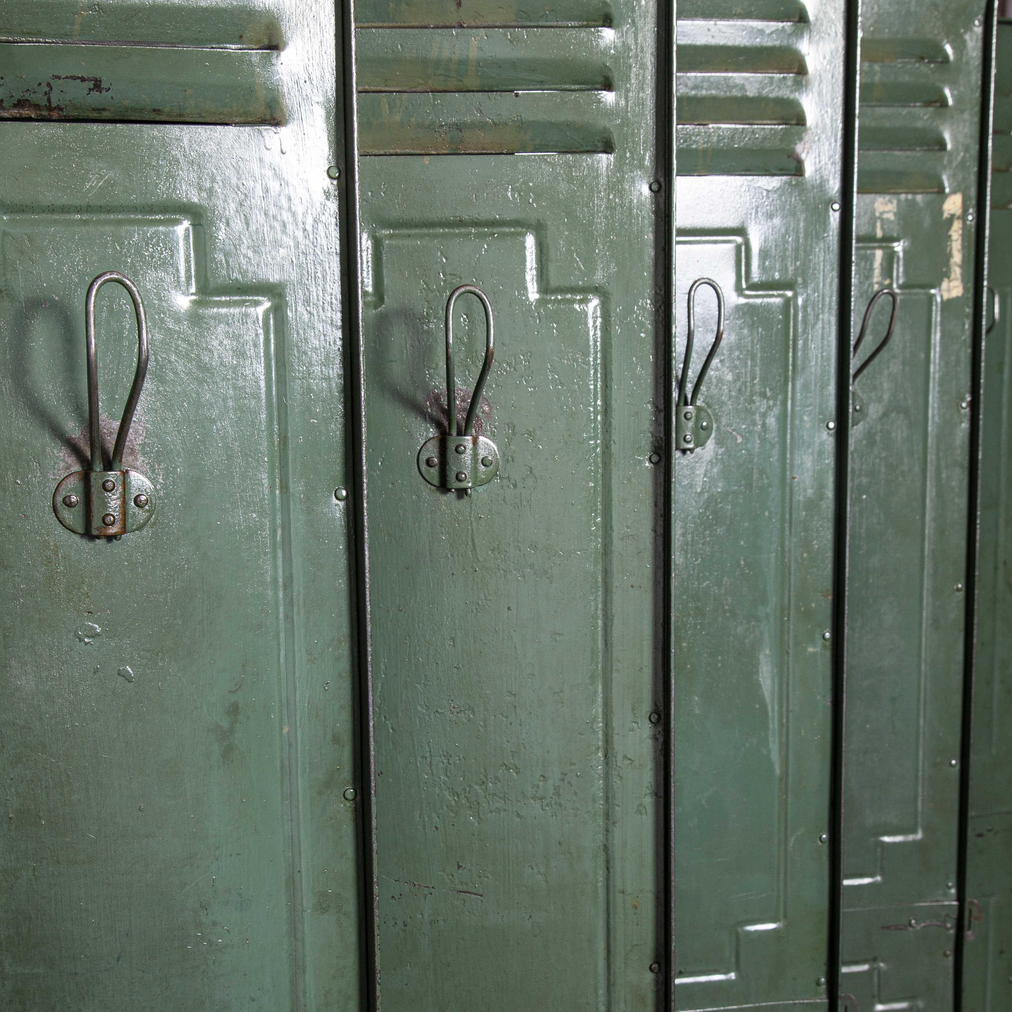 1930s Original French Metal Five-Door Locker by Gantois 11