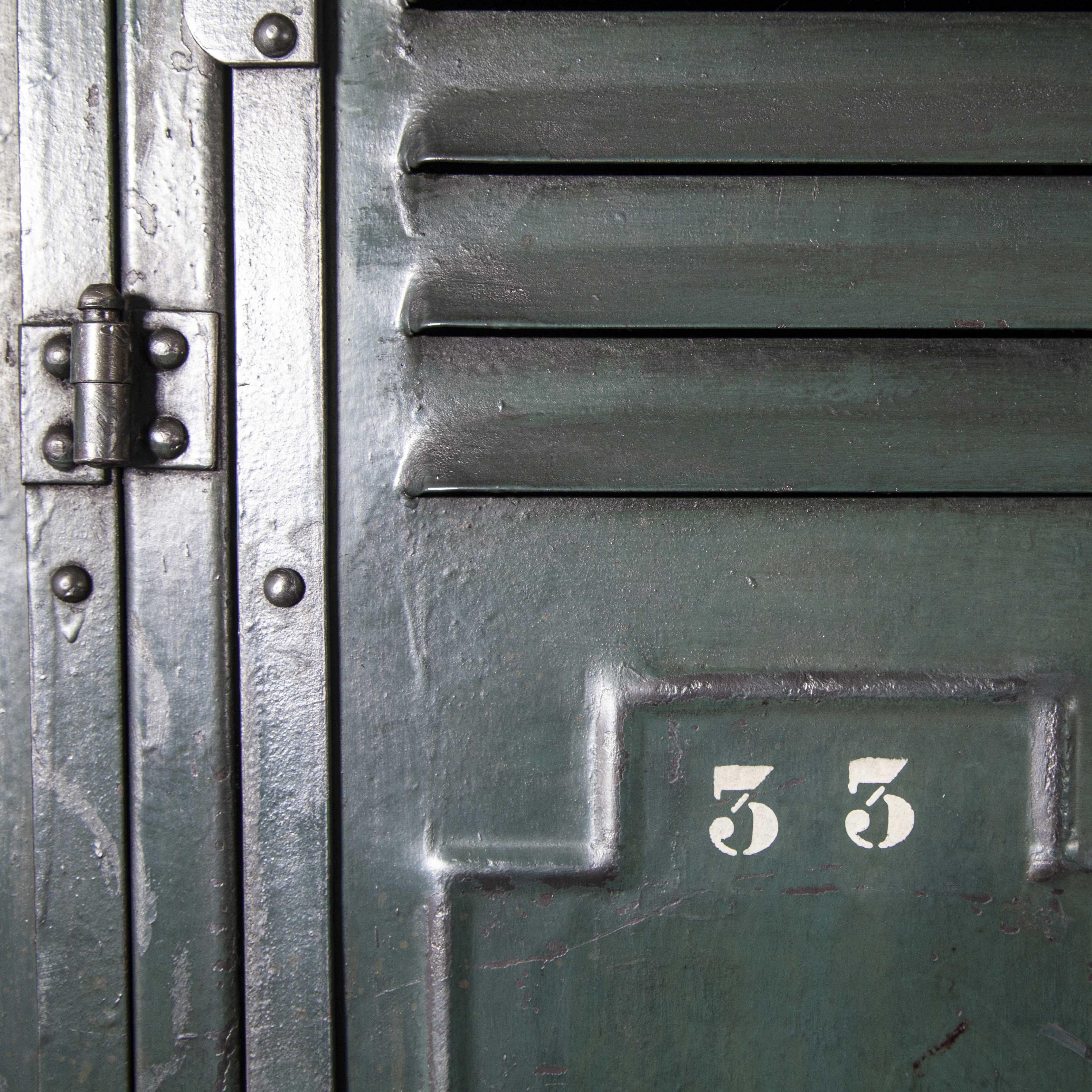 1930s Original French Metal Five-Door Locker by Gantois In Good Condition In Hook, Hampshire