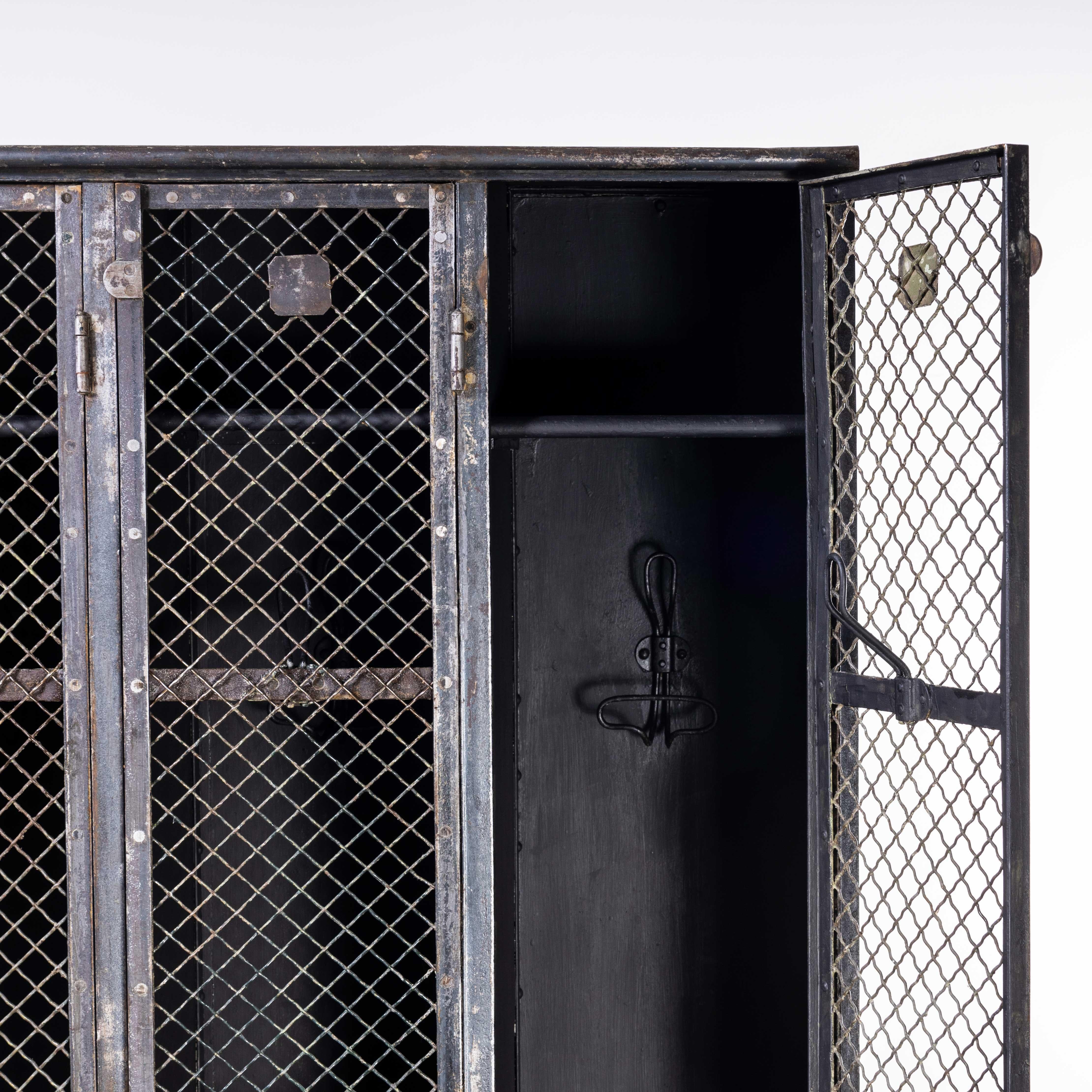 1930's Original French Metal Four Door Mesh Locker by Gantois '1198.1' 9