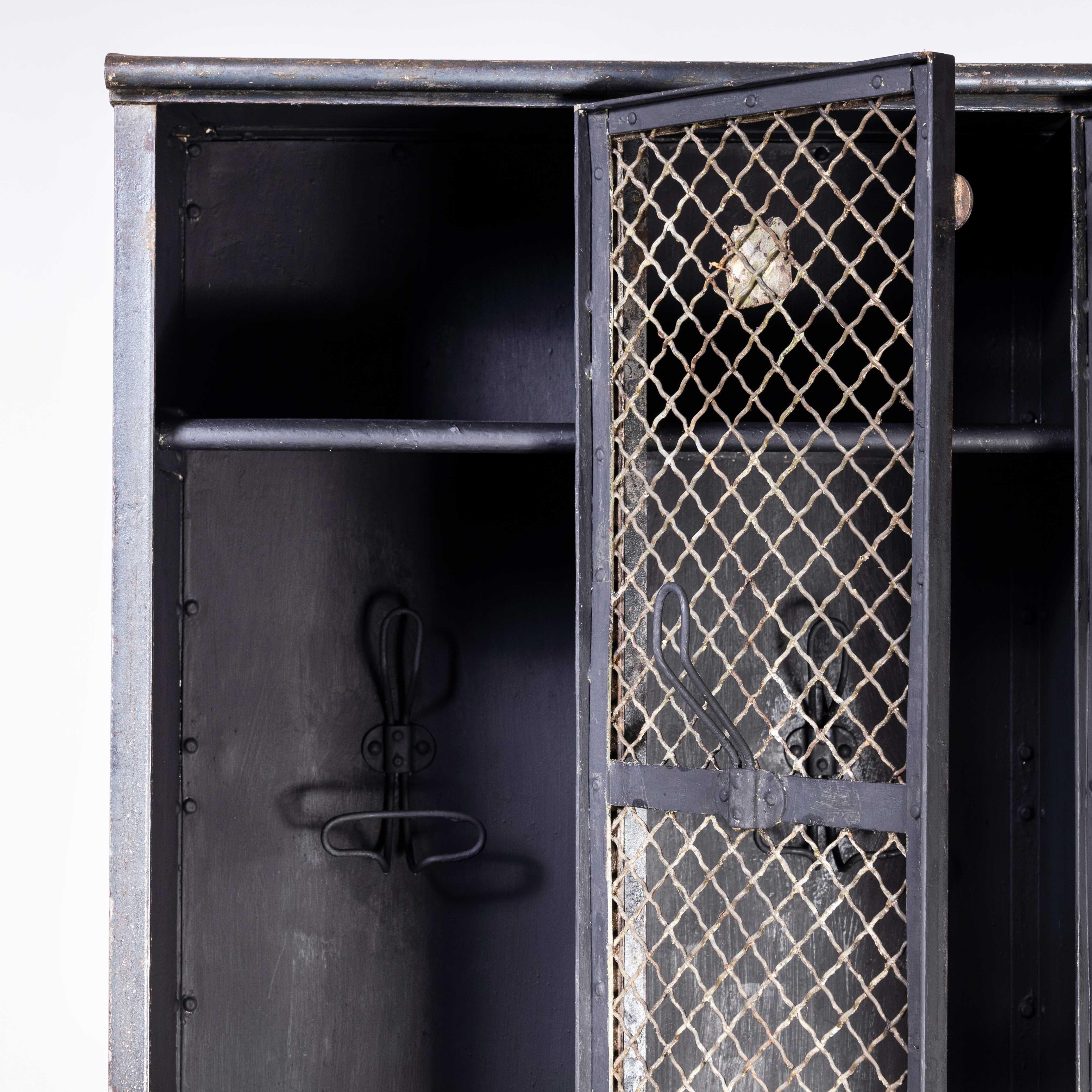 1930's Original French Metal Four Door Mesh Locker by Gantois '1198.1' 10