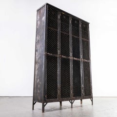 1930's Original French Metal Four Door Mesh Locker by Gantois '1198.1'