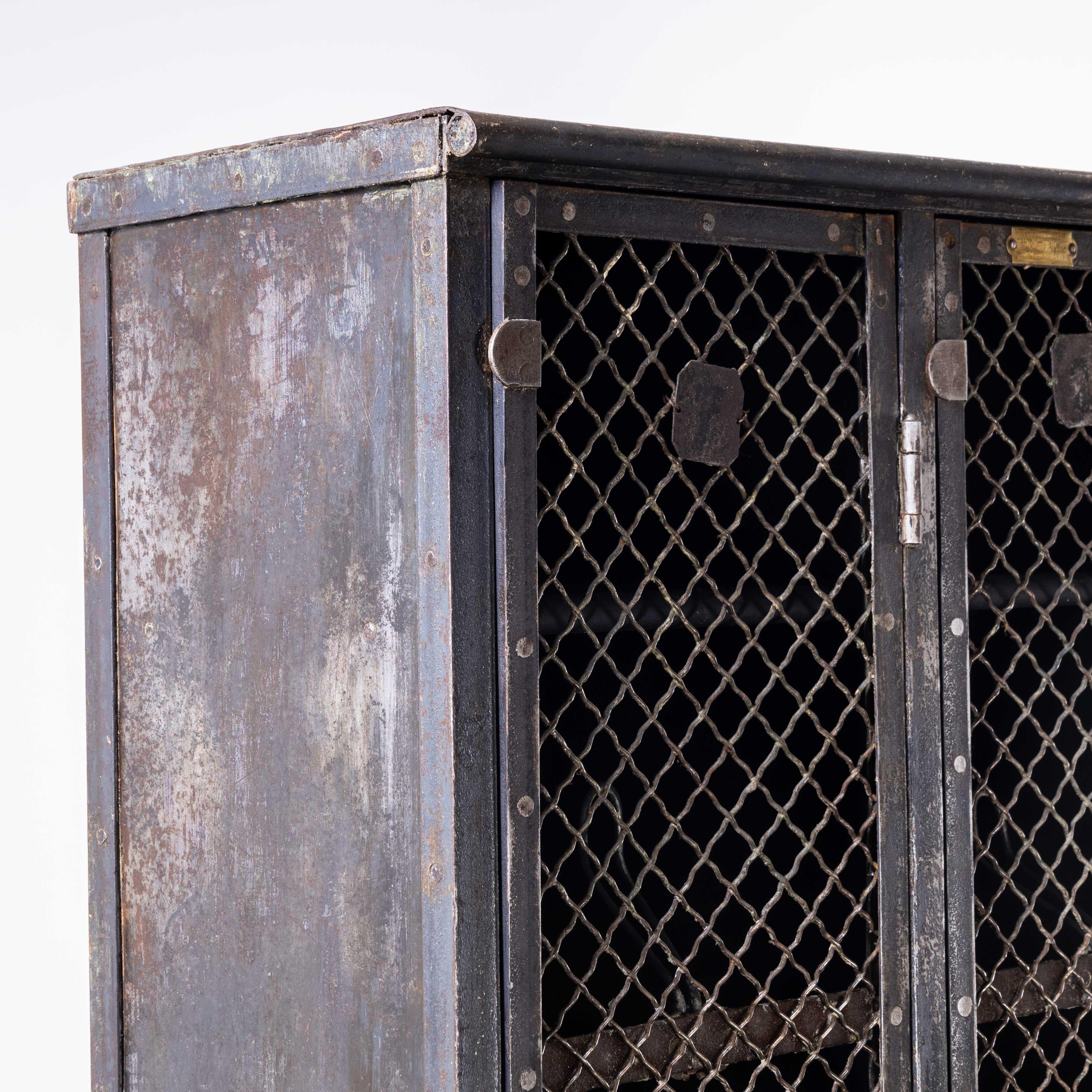 Mid-20th Century 1930's Original French Metal Four Door Mesh Locker by Gantois '1198.1'