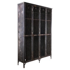 Vintage 1930's Original French Metal Four Door Mesh Locker by Gantois '1198.1'