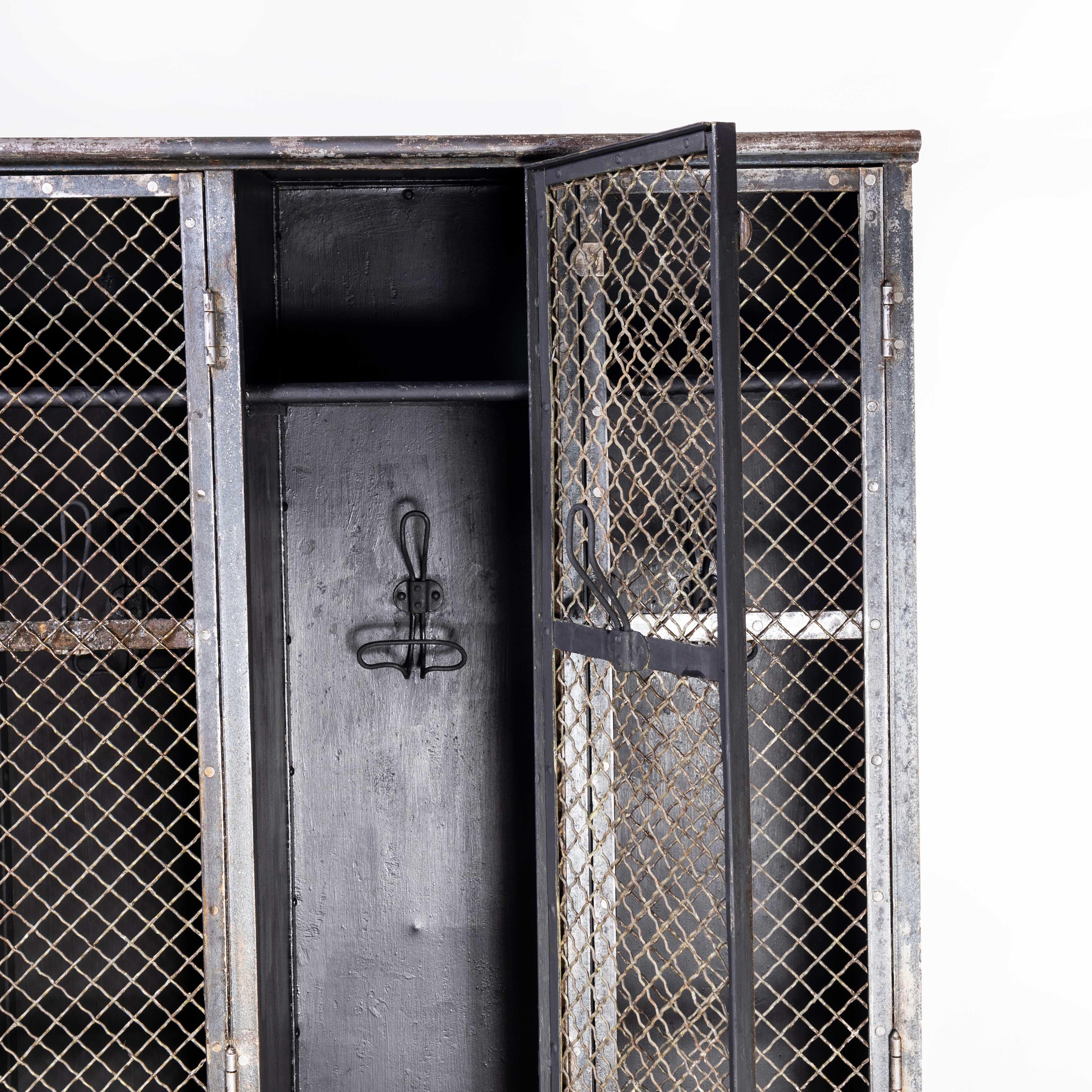 1930's Original French Metal Four Door Mesh Locker by Gantois 9