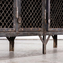 1930's Original French Metal Four Door Mesh Locker by Gantois