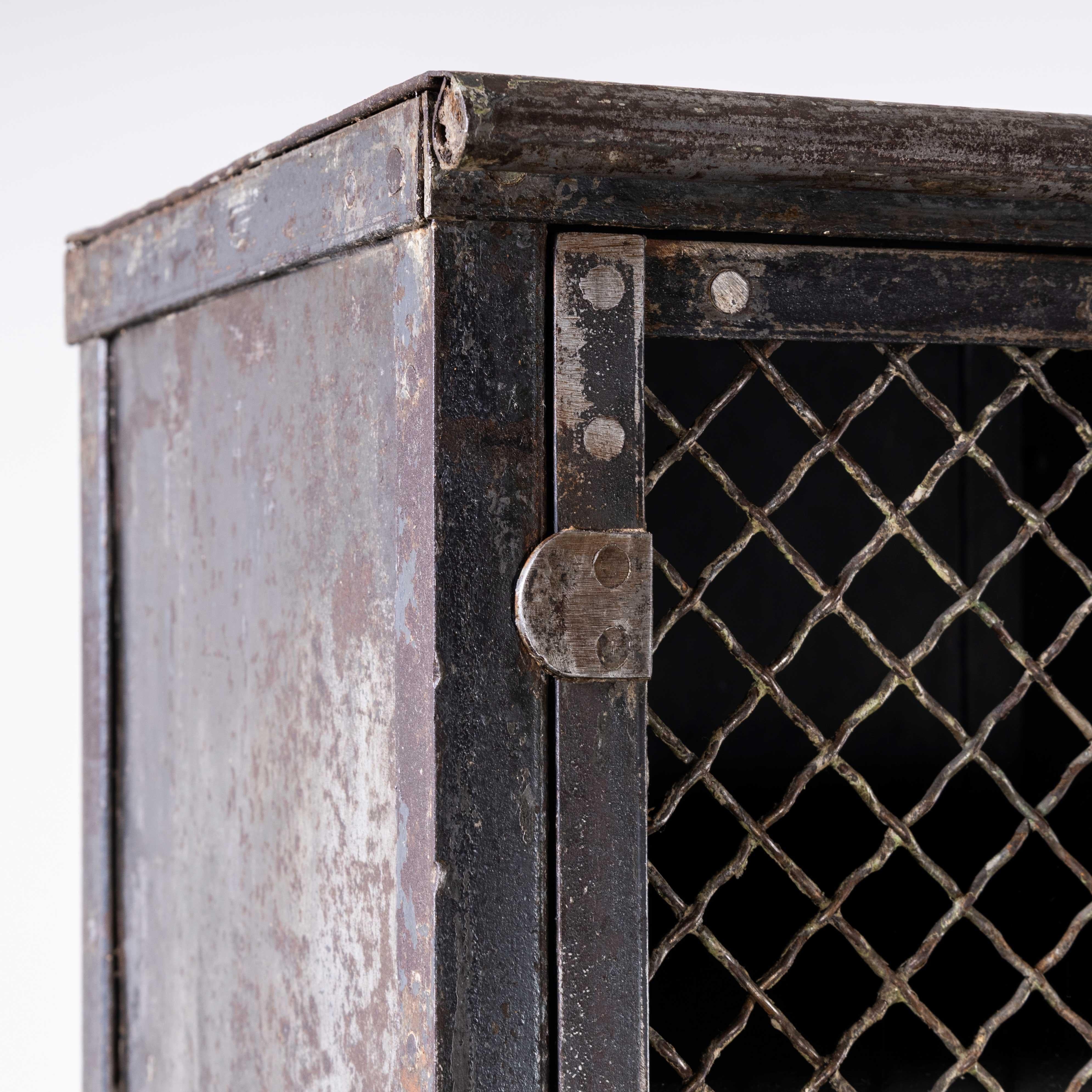 1930's Original French Metal Four Door Mesh Locker by Gantois In Good Condition In Hook, Hampshire