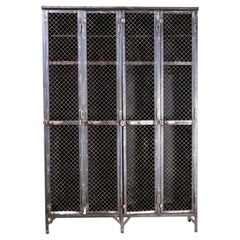 1930's Original French Metal Four Door Mesh Locker by Gantois