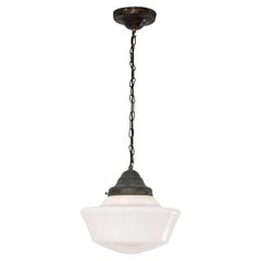 1930's Original French Opaline Glass Pendant Lamps