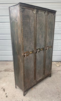 1930’s Original French Style Metal Four Door Mesh Locker by Narragansett