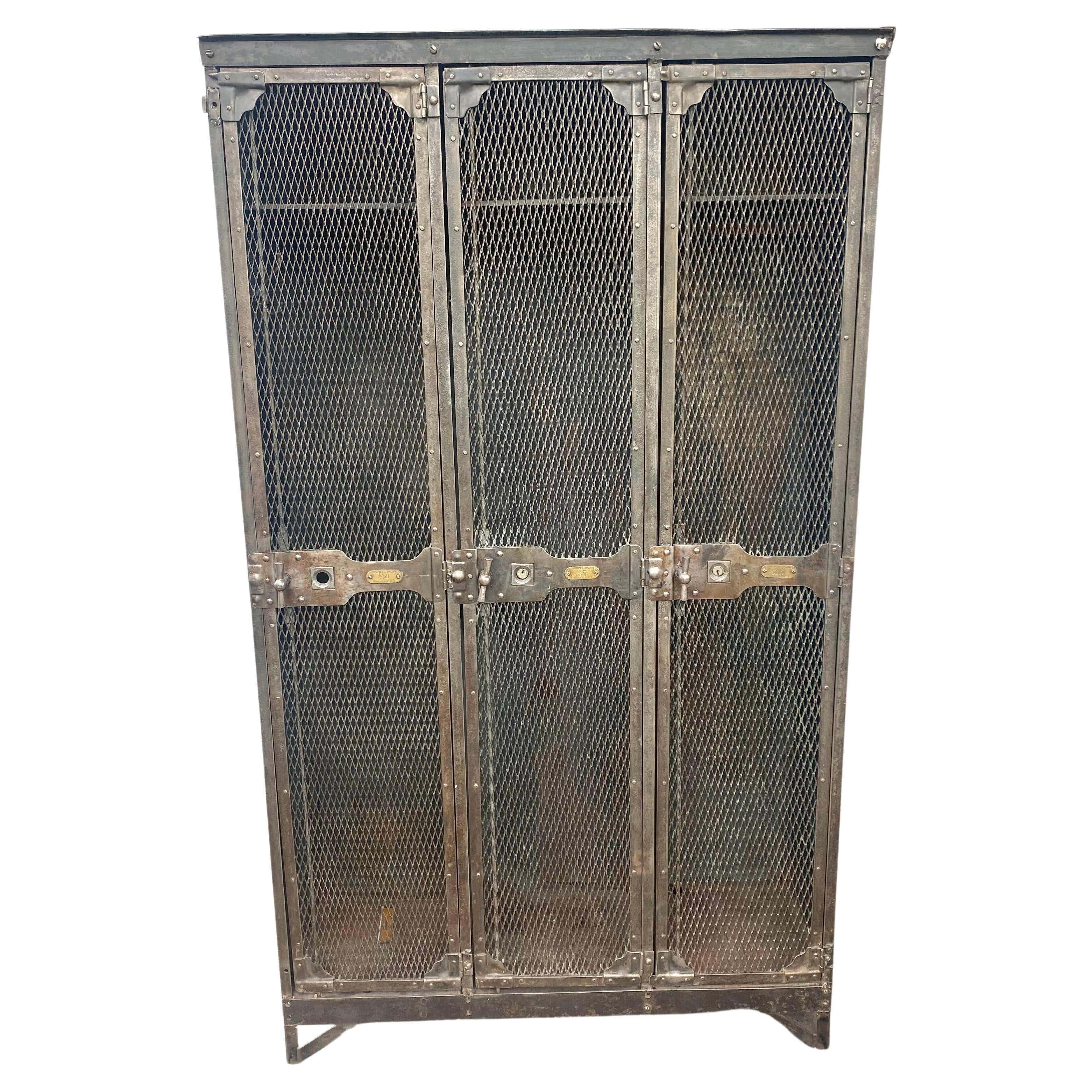Pair Industrial Metal Steel Cage Mesh Lockers Cabinets Storage For Pair Industrial Metal Steel Cage Mesh Lockers Cabinets Storage For