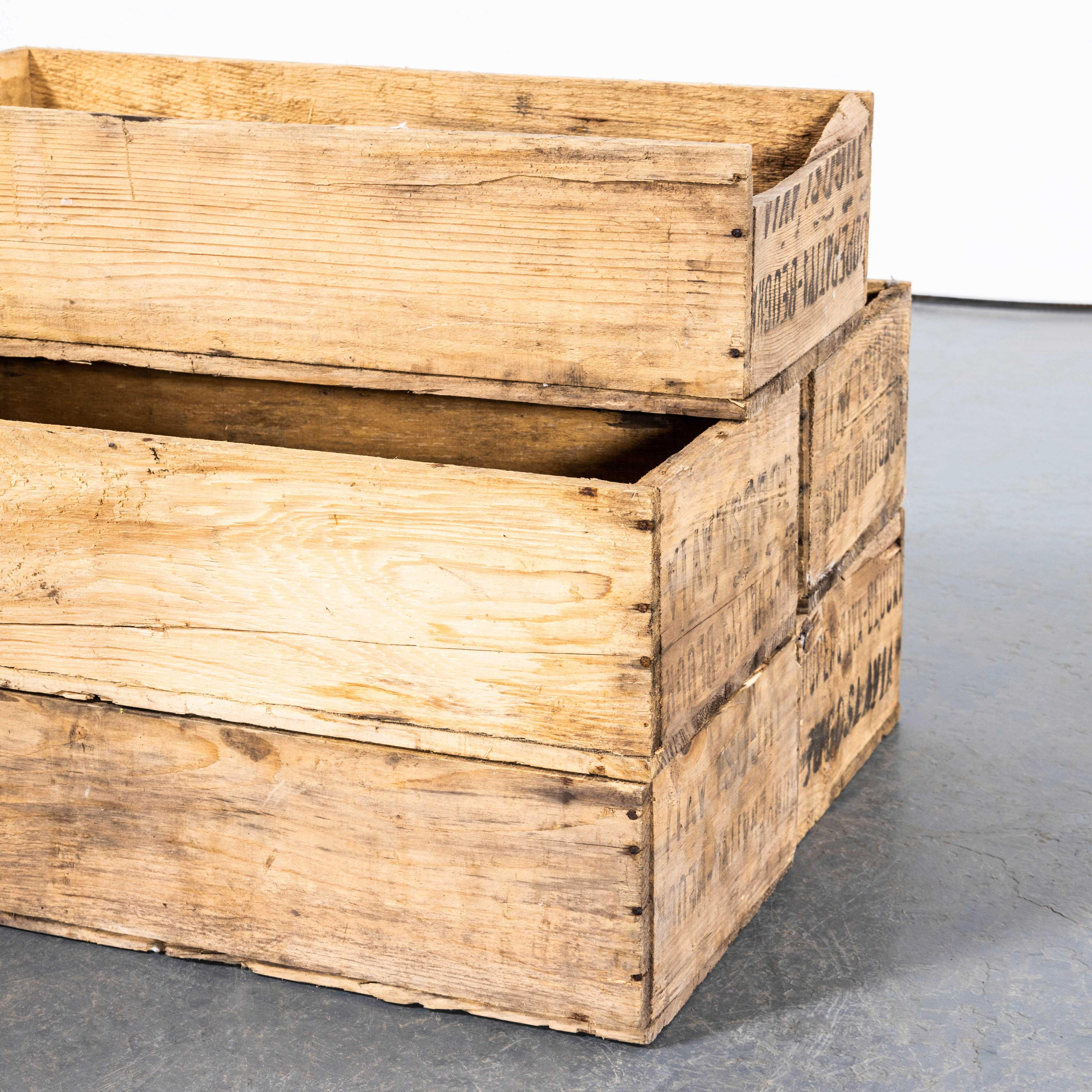 Mid-20th Century 1930's Original Fruit Shipping Export Crates - Set Of Five For Sale