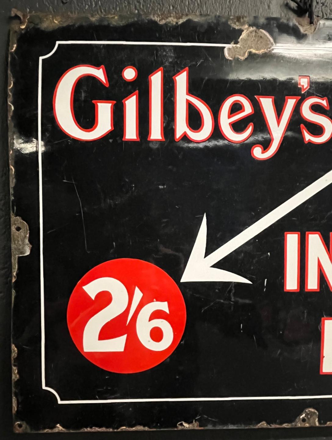 1930s Original Gilbeys Invalid Port Enamel Advertising Pub Garden Bar Sign (Emailliert) im Angebot