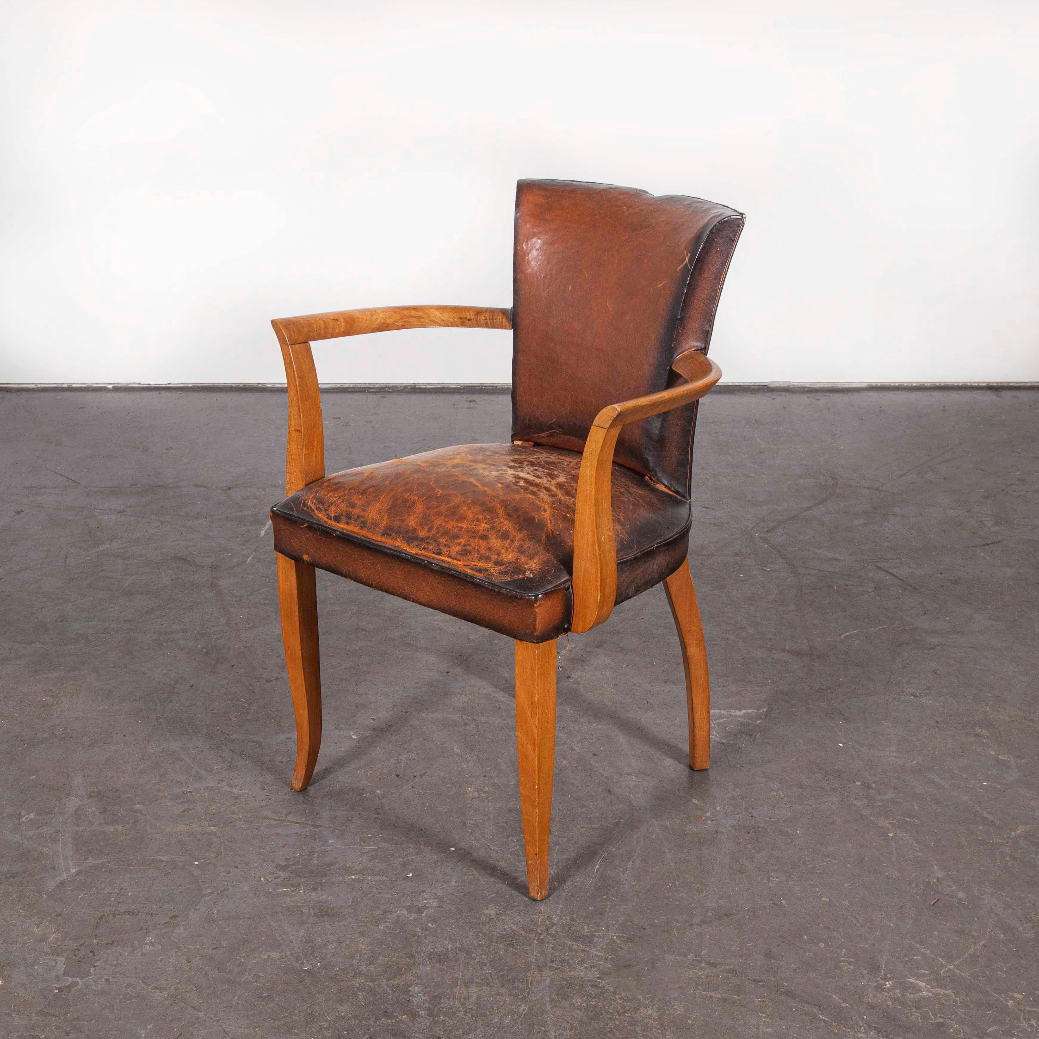 1930s Original Leather French Bridge Chairs, Set of Four 3