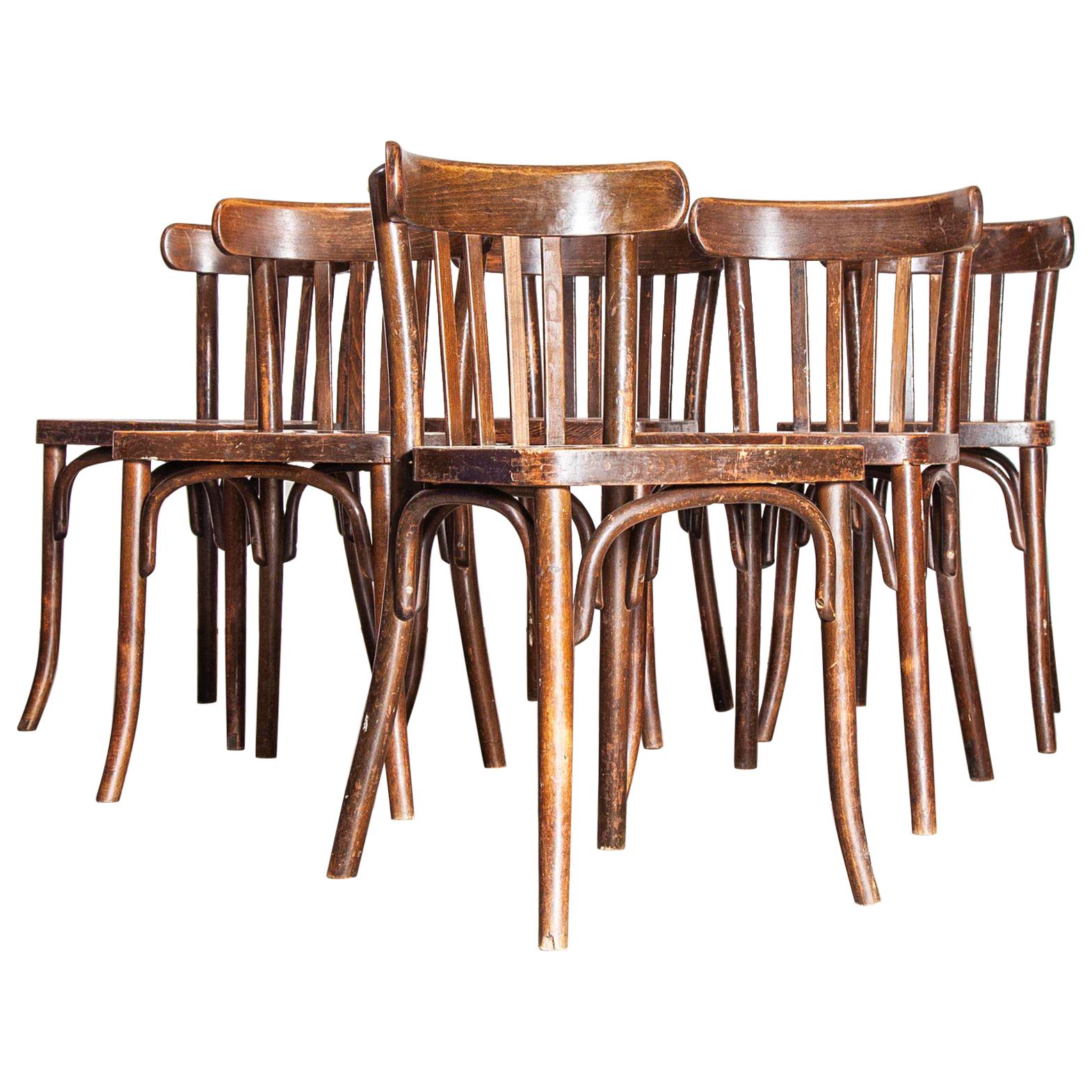 1930s Original Marked Thonet Bentwood Dining Chairs, Set of Six