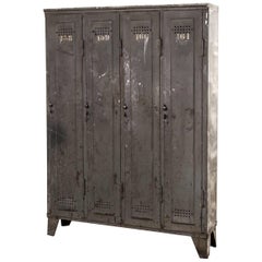 Used 1930s Original Metal Industrial Four Door Locker, Otto Kind, Model 3