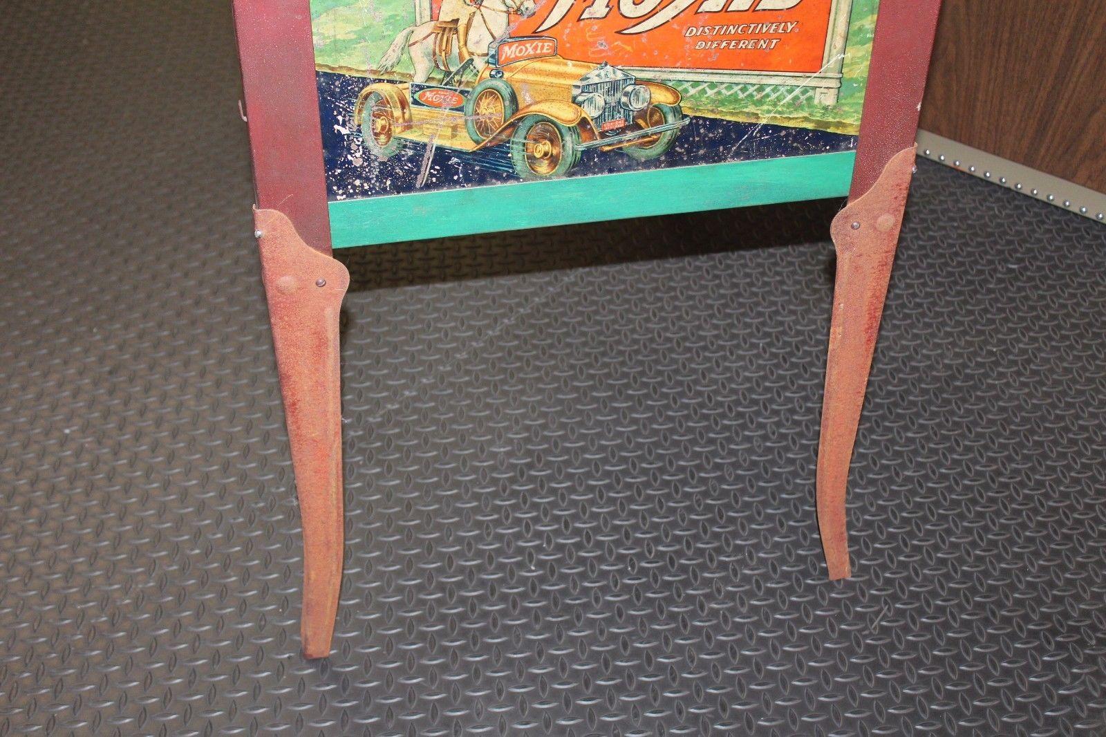 20th Century 1930s Original Moxie Soda Tin Ice Chest Cooler For Sale