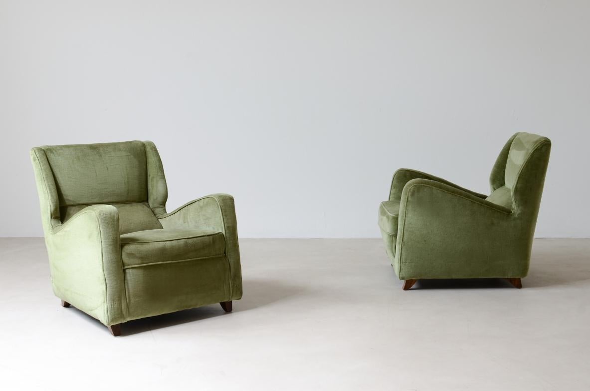 Art Déco Coppia di poltrone moderniste originali del 1930 di Luigi Magnetti in vendita