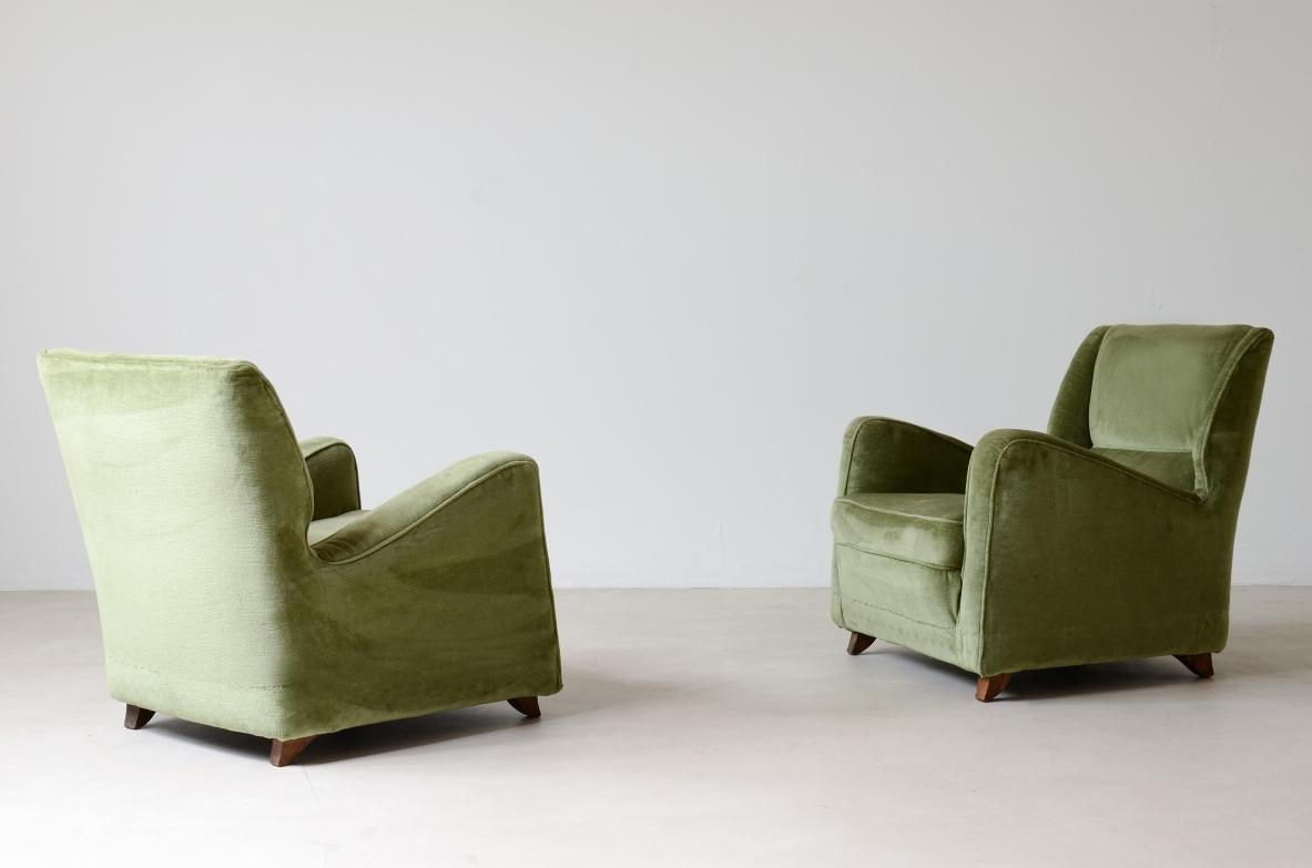 Italiano Coppia di poltrone moderniste originali del 1930 di Luigi Magnetti in vendita