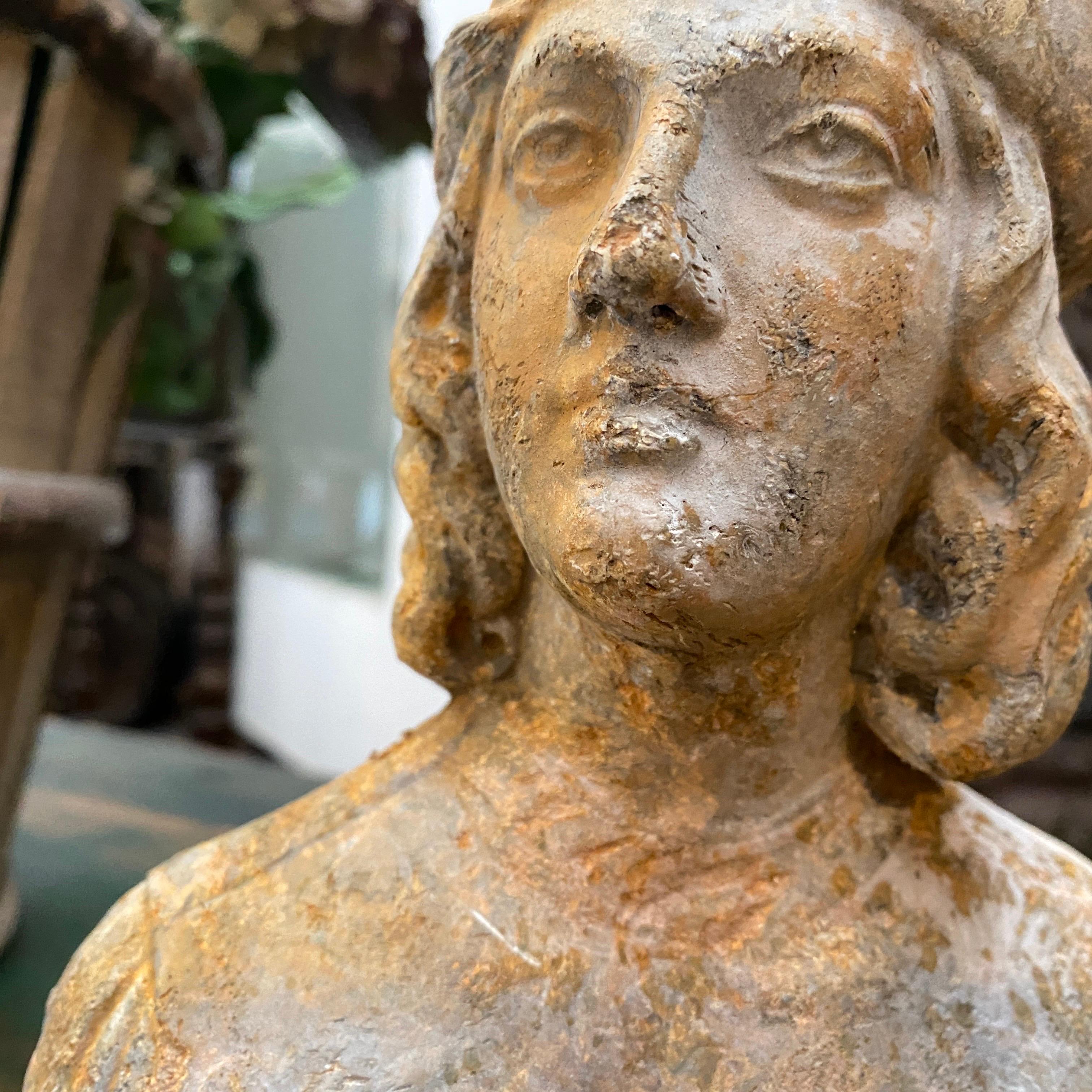 1930s Original Patina Sicilian Plaster Sculpture depicting a Bust of
