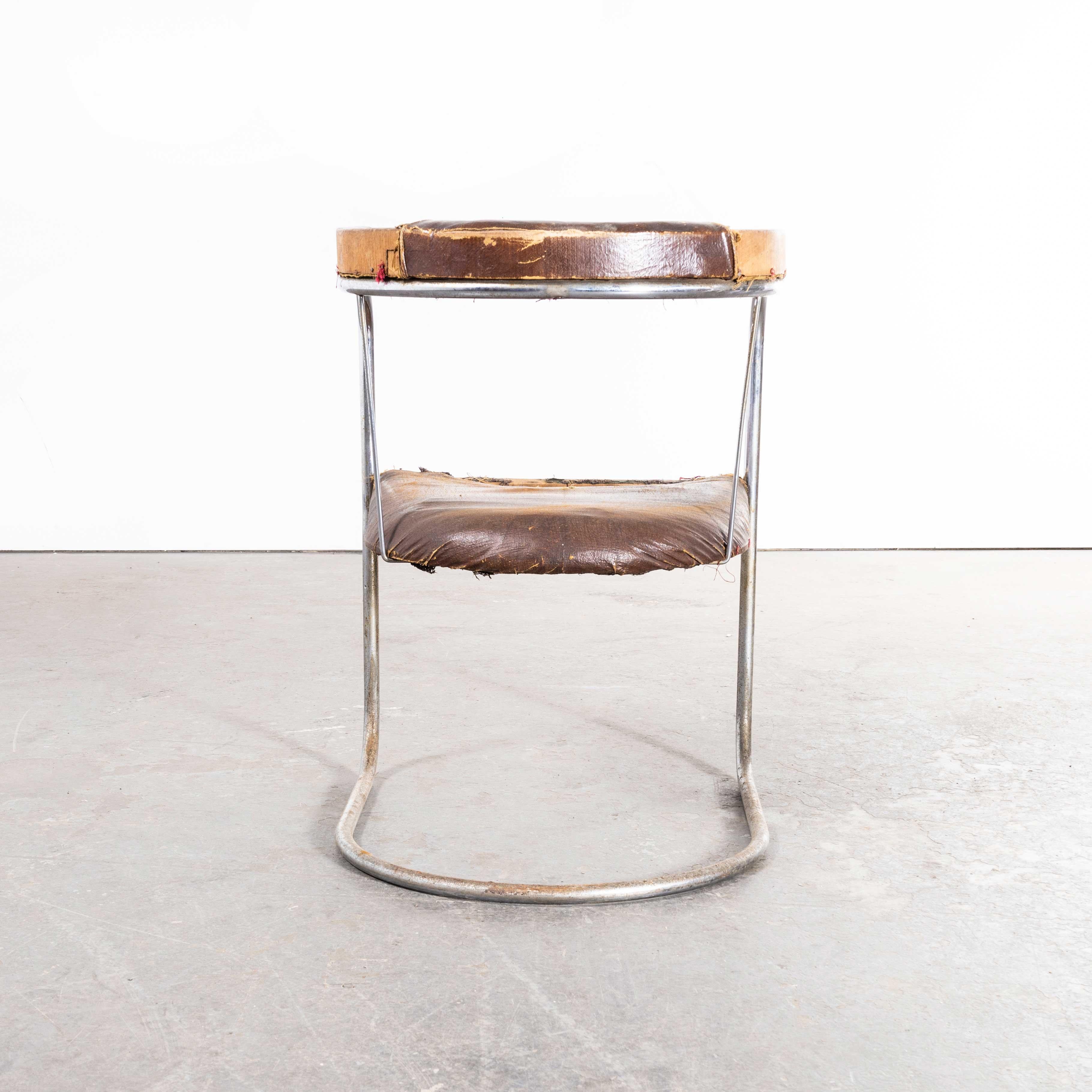 1930s Original Pel Tubular Chrome Sprung Side Chair - Original Leather en vente 4