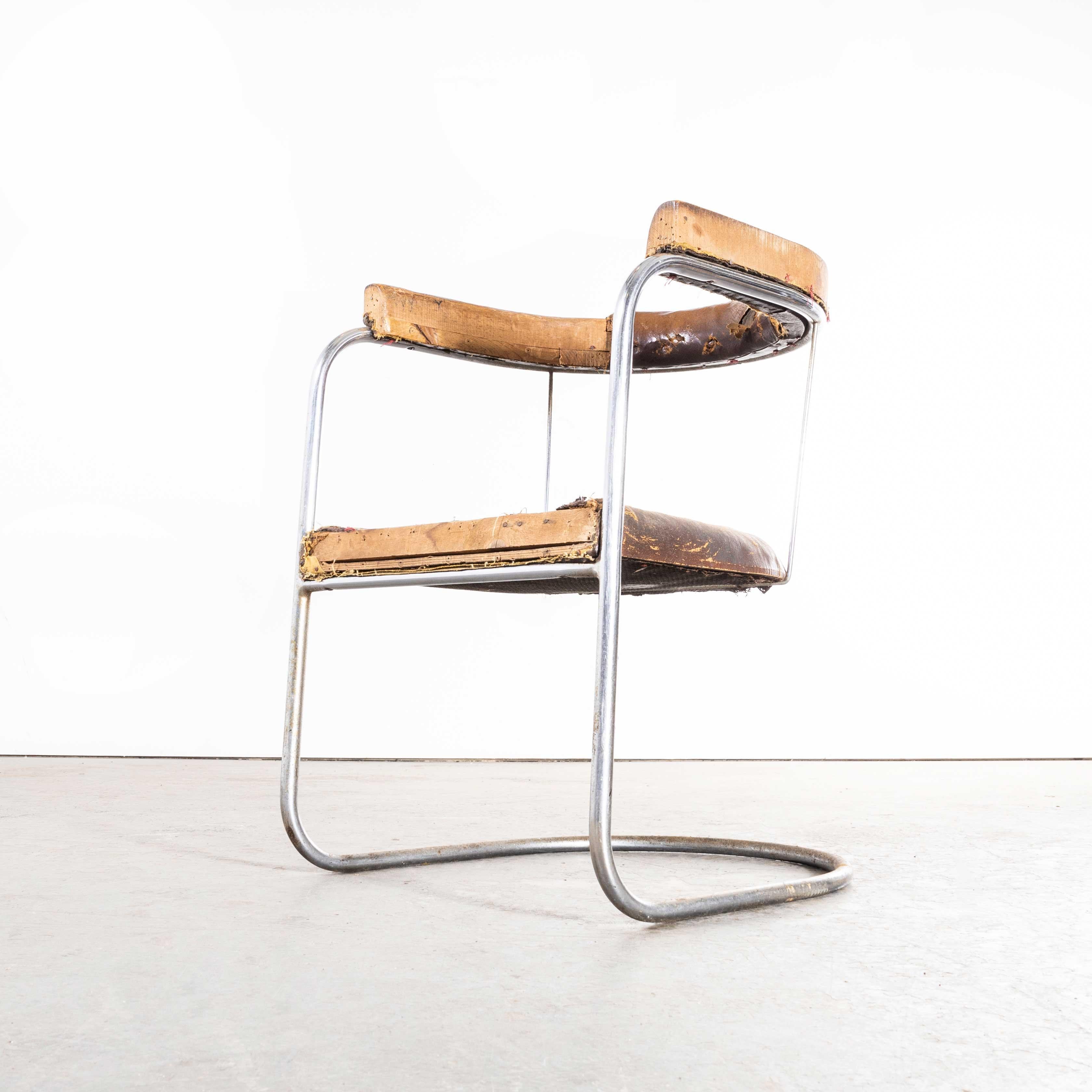 1930s Original Pel Tubular Chrome Sprung Side Chair - Original Leather Bon état - En vente à Hook, Hampshire