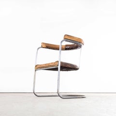 1930s Original Pel Tubular Chrome Sprung Side Chair – Original Leather